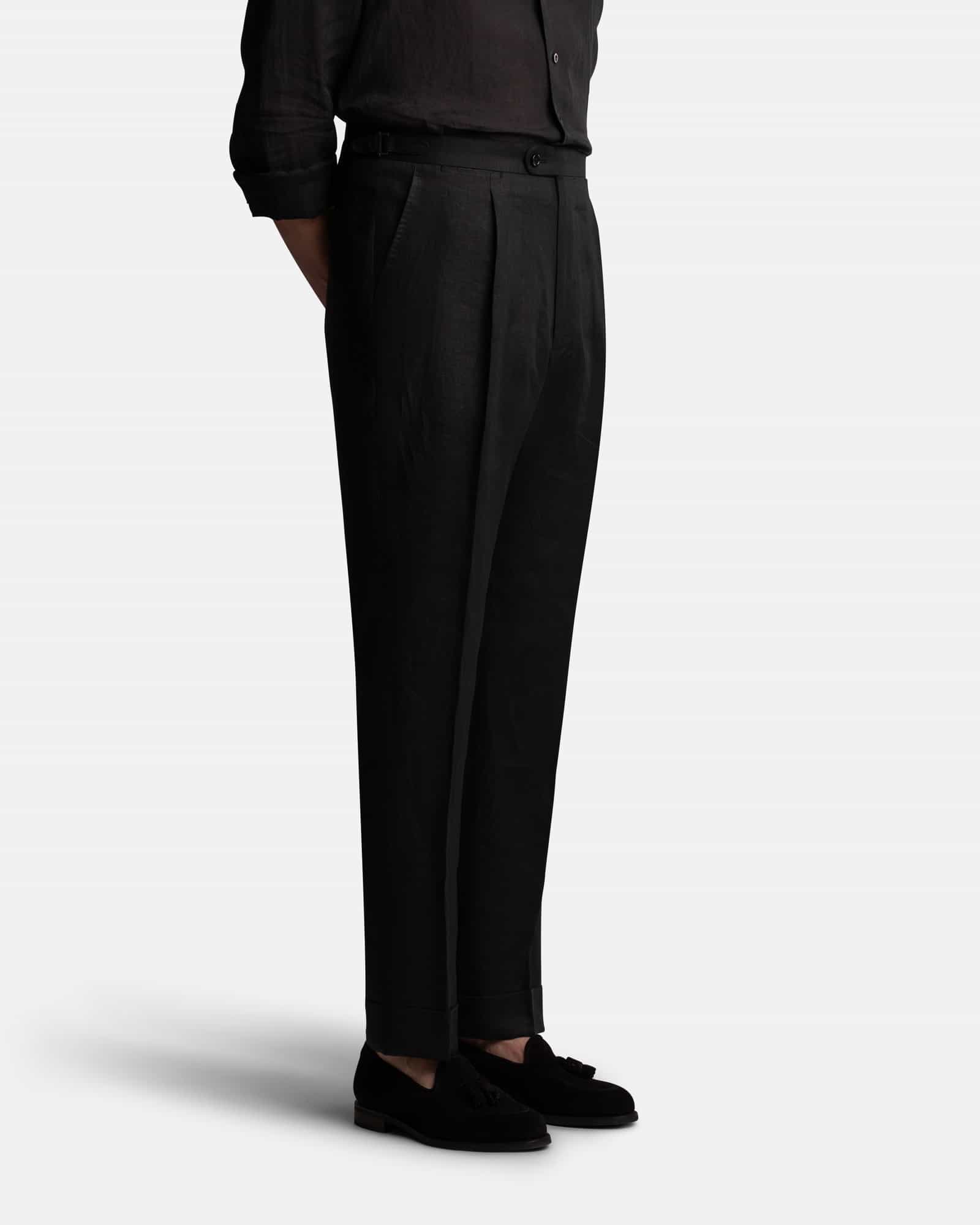 Mod 3 Cavour Exclusive Linen Trouser Black