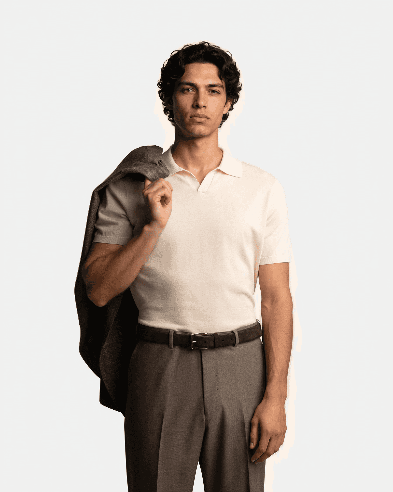 Cotton Silk Short Sleeve Polo White