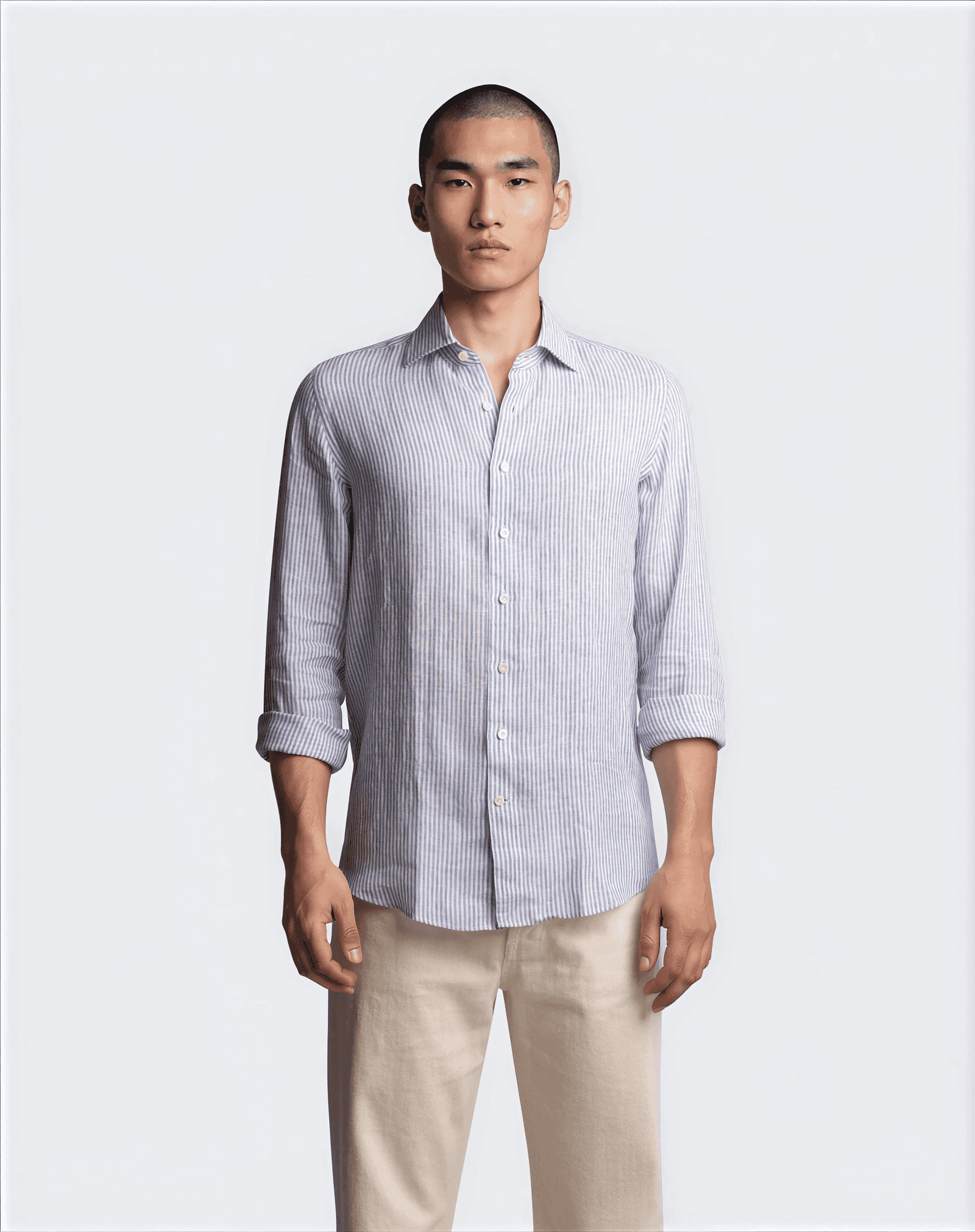 Striped Linen Shirt Navy