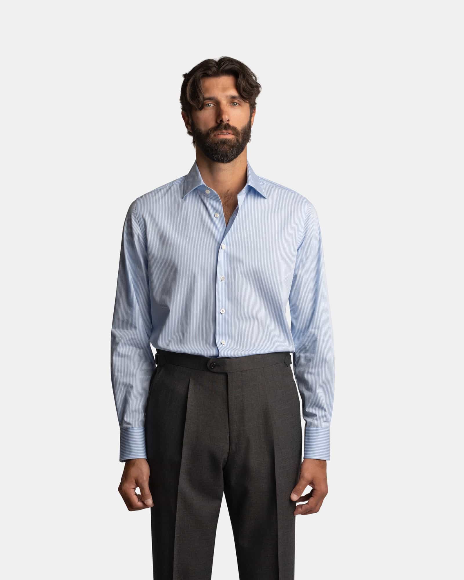 Handmade Reverse Striped Shirt Blue