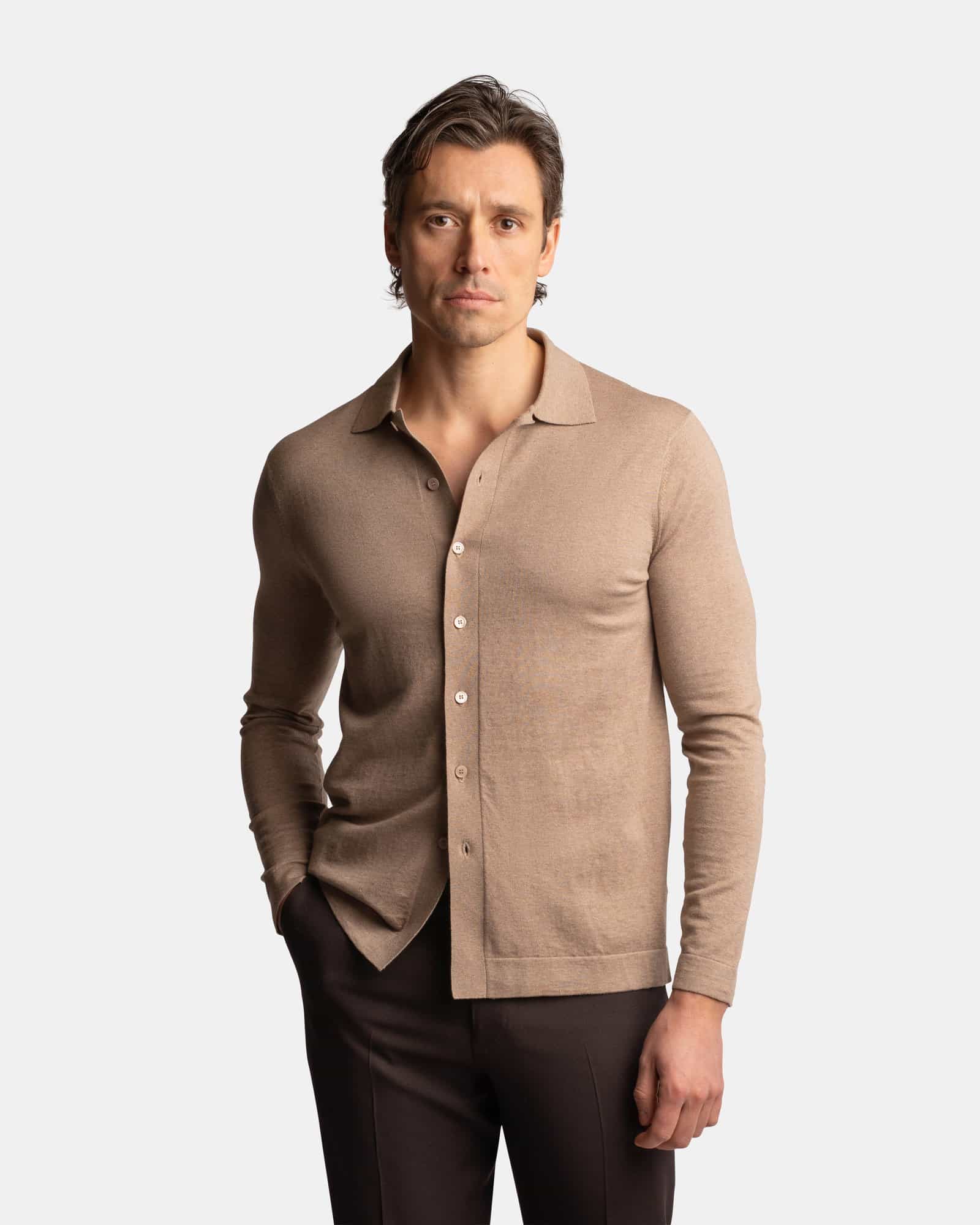 CashSilk Knitted Shirt Beige