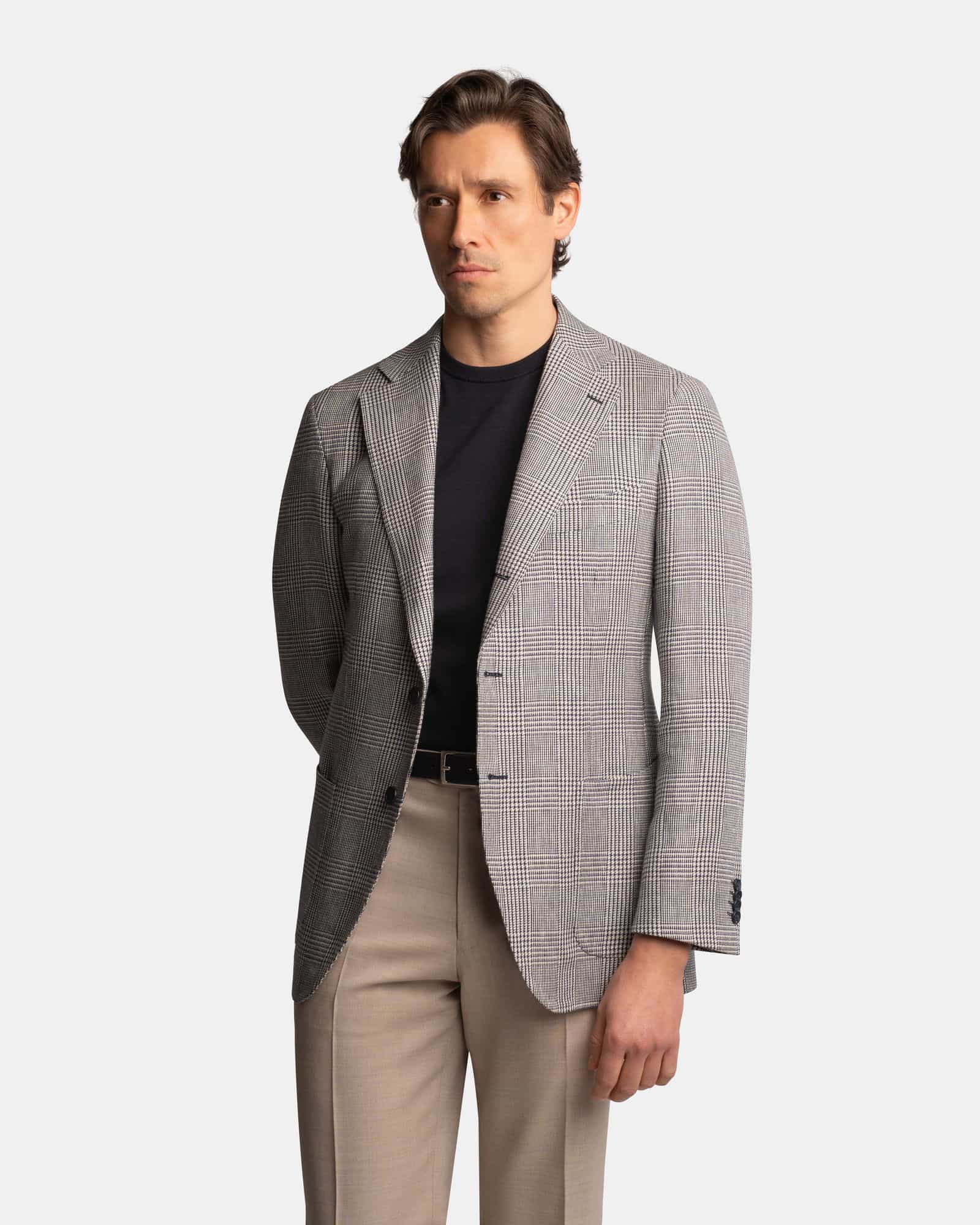 Mod 2 Cotton Linen Glenchecked Jacket Beige