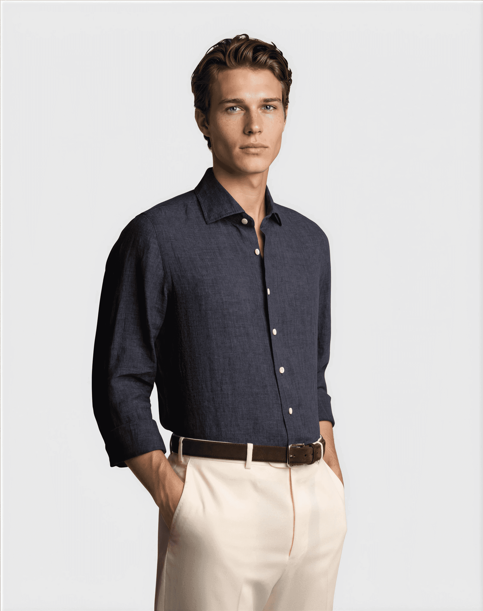 Premium Summer Linen Shirt Navy