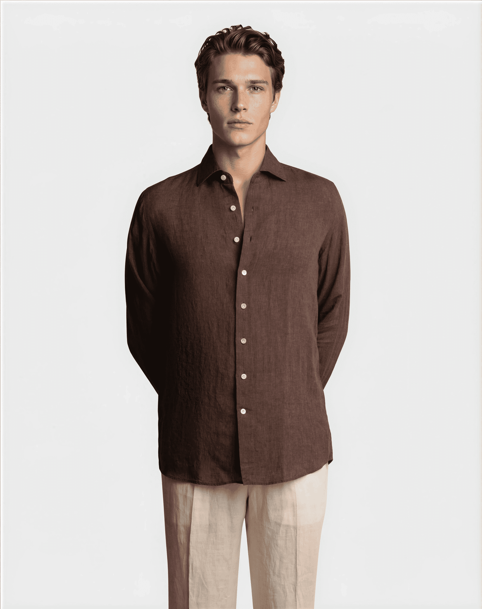 Premium Summer Linen Shirt Brown