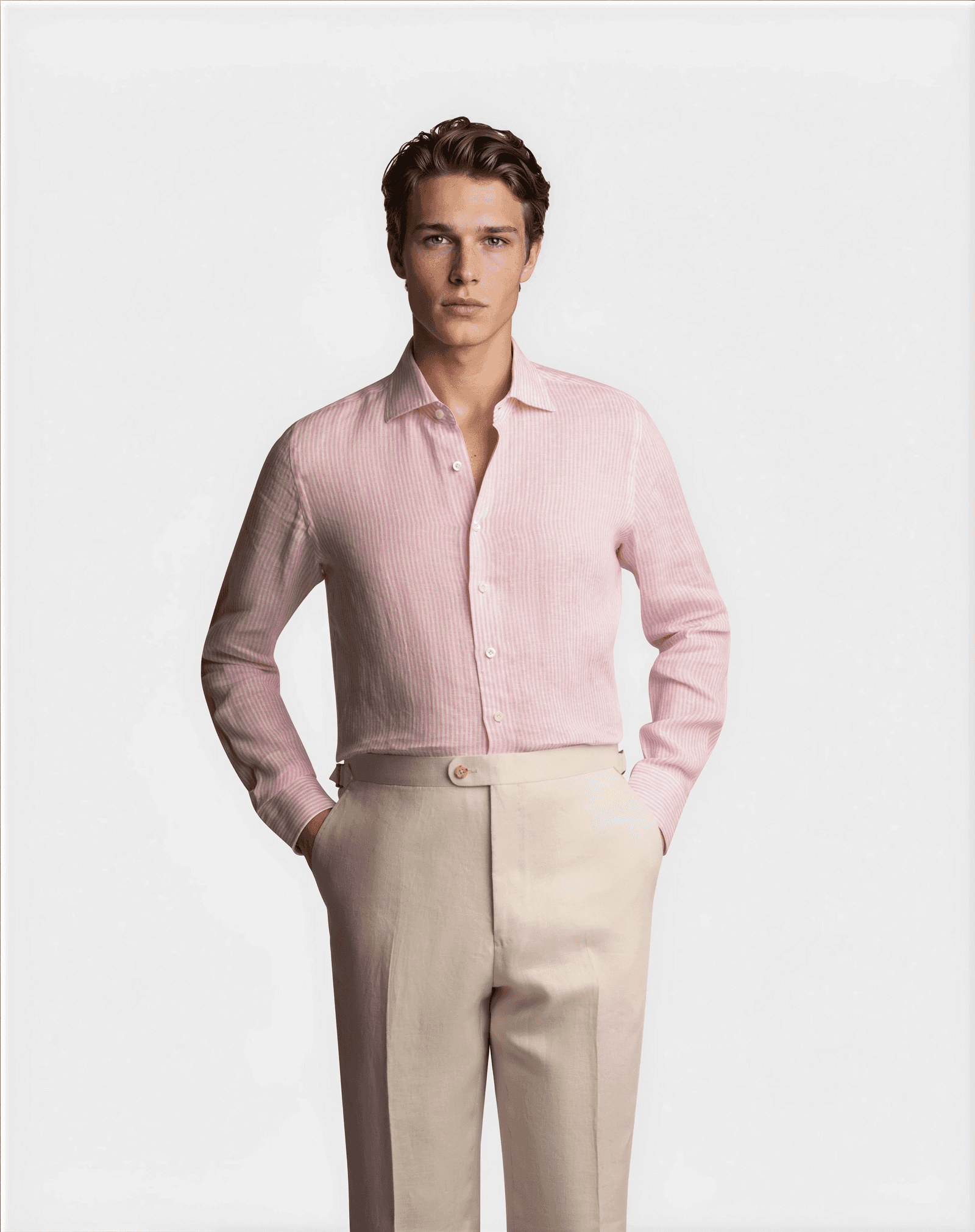 Striped Linen Shirt Pink