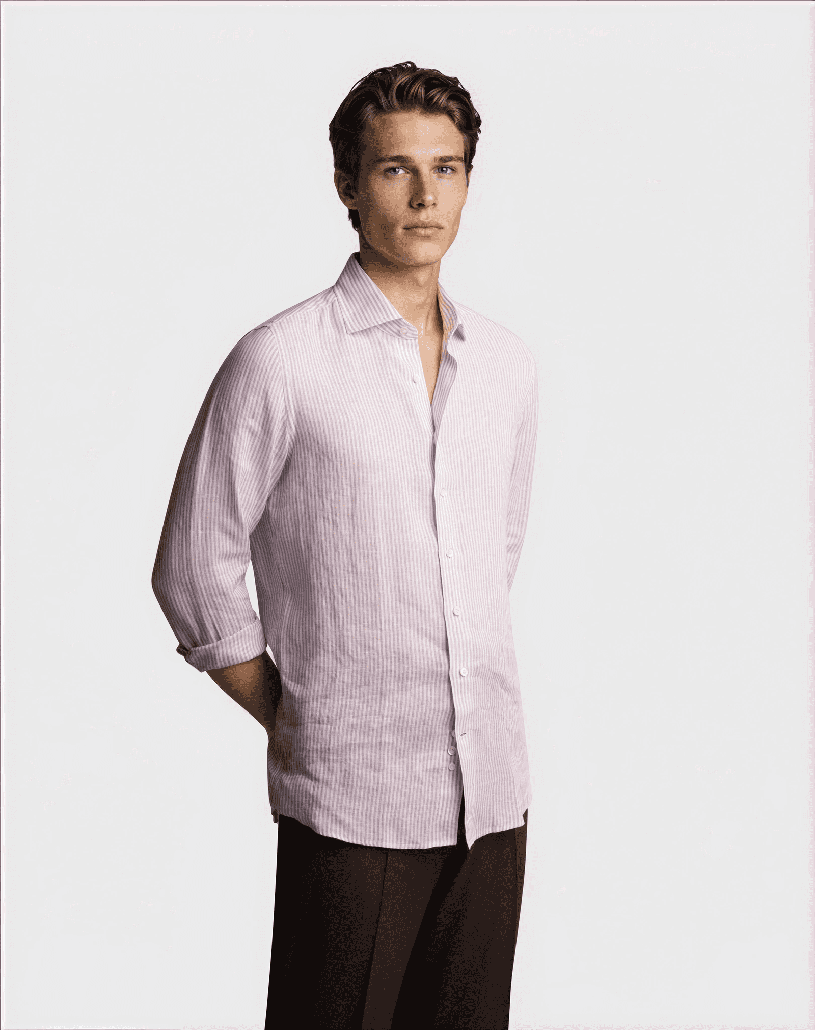 Striped Linen Shirt Purple