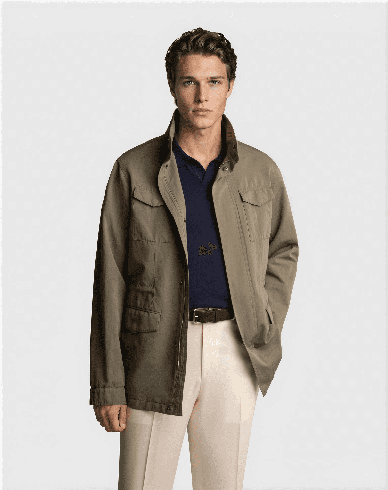 Cotton Linen Field Jacket Olive