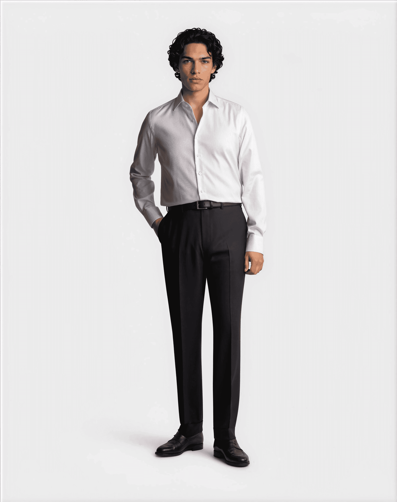 Handmade Herringbone Striped Shirt White