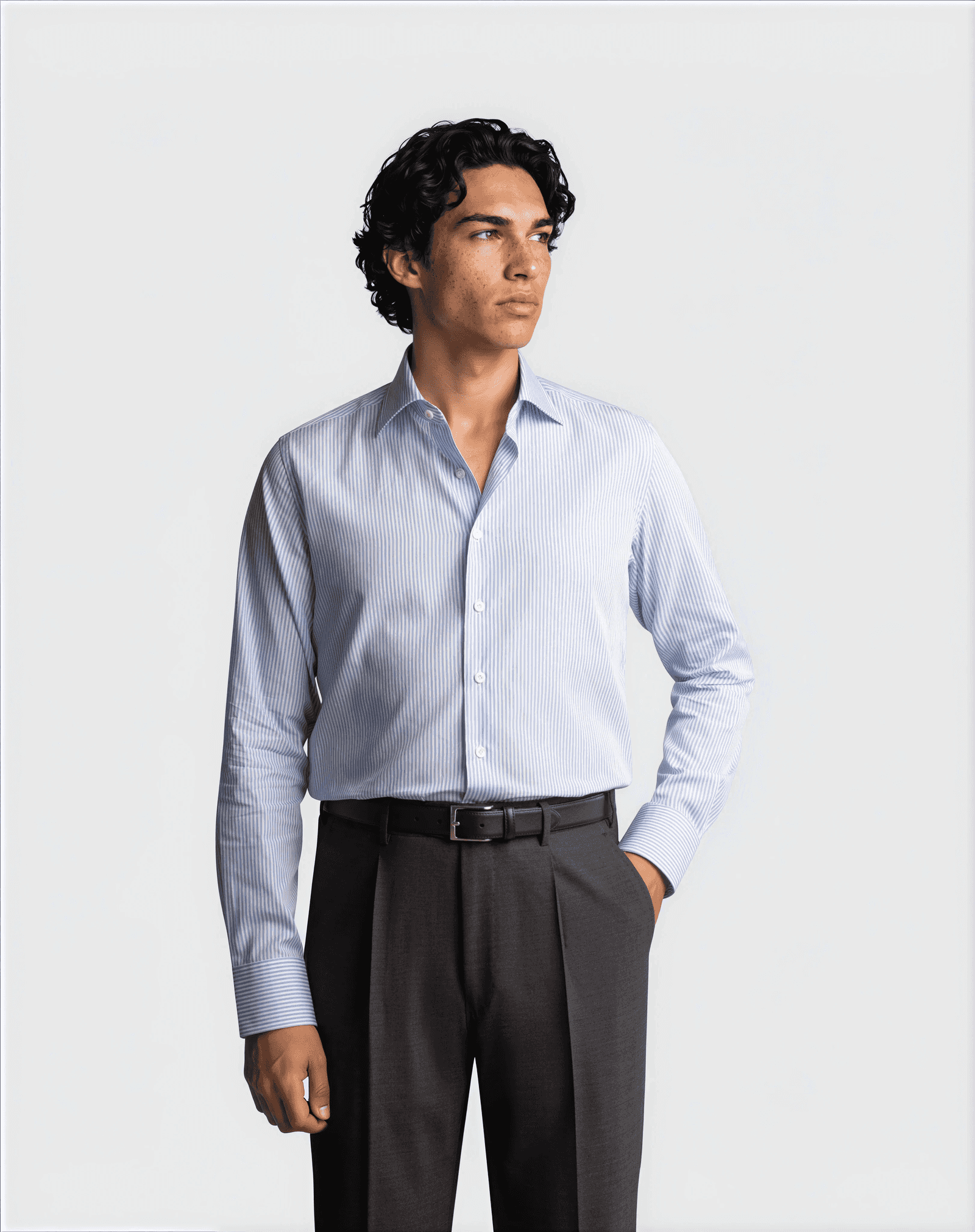 Fine Striped Shirt Blue