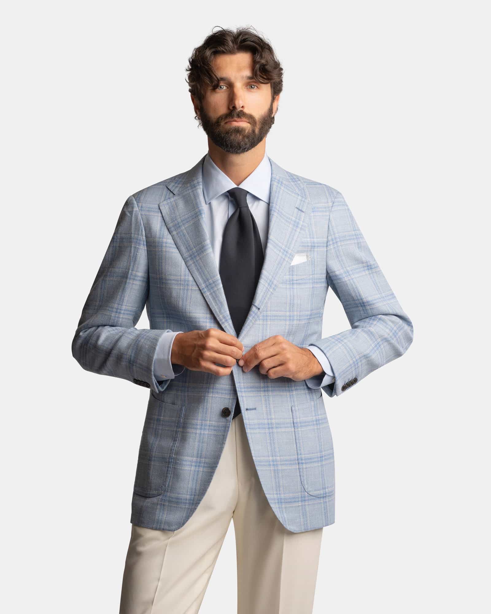 Mod 2 Light Blue Overchecked Jacket Blue