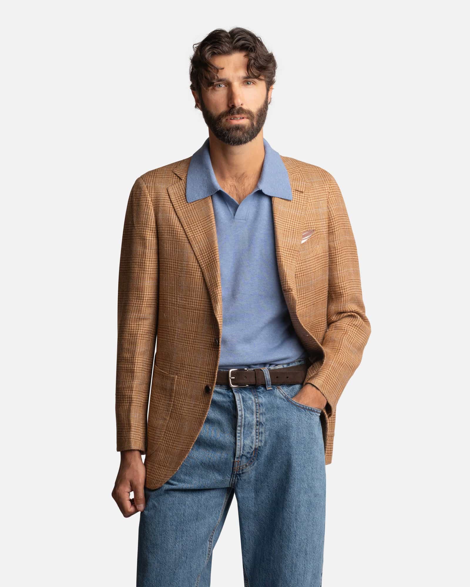 Mod 2 Summer Overchecked Jacket Beige