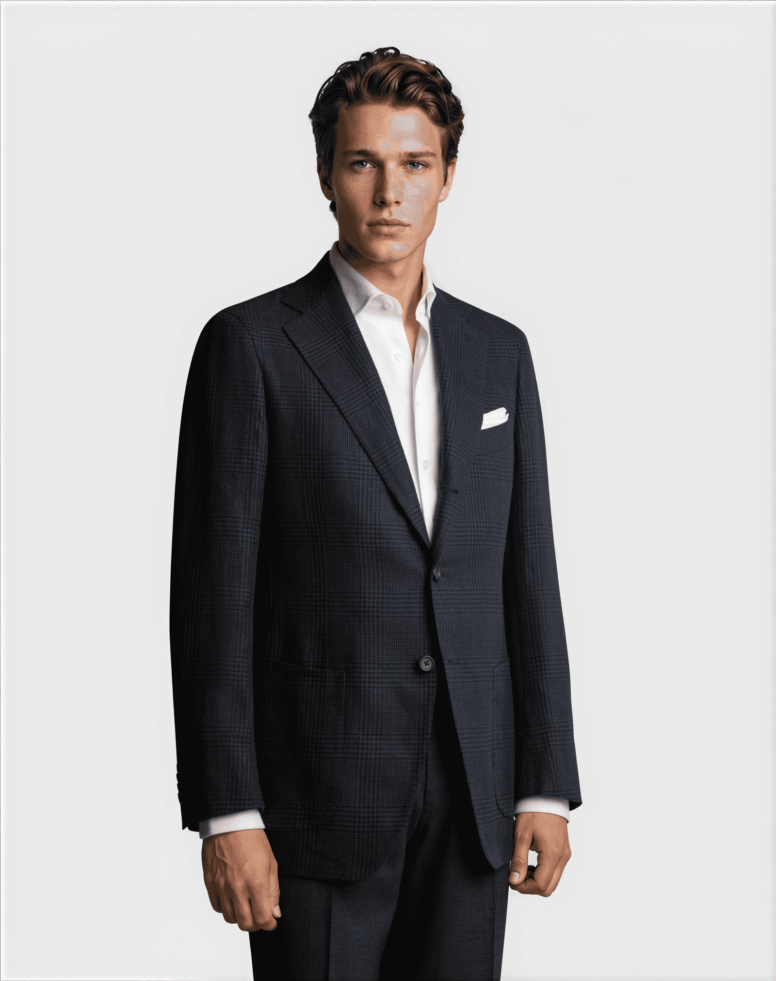 Mod 2 Wool Linen Glencheck Jacket Navy