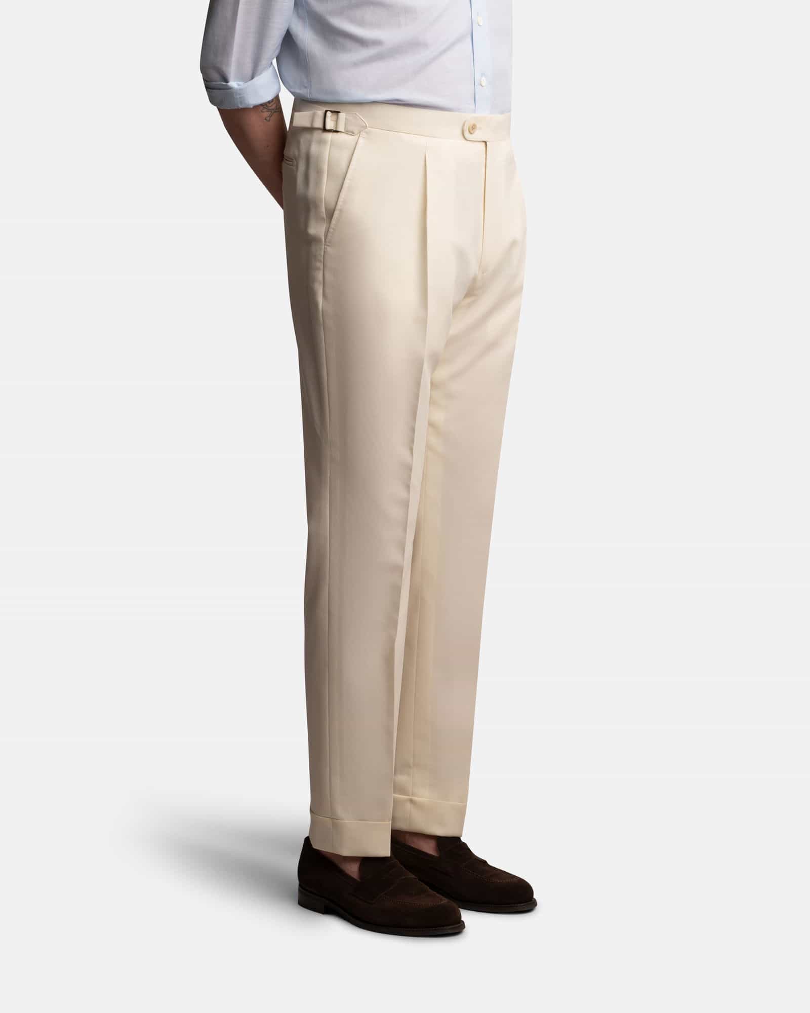 Mod 2 Single Pleat Hightwist Trouser Cream