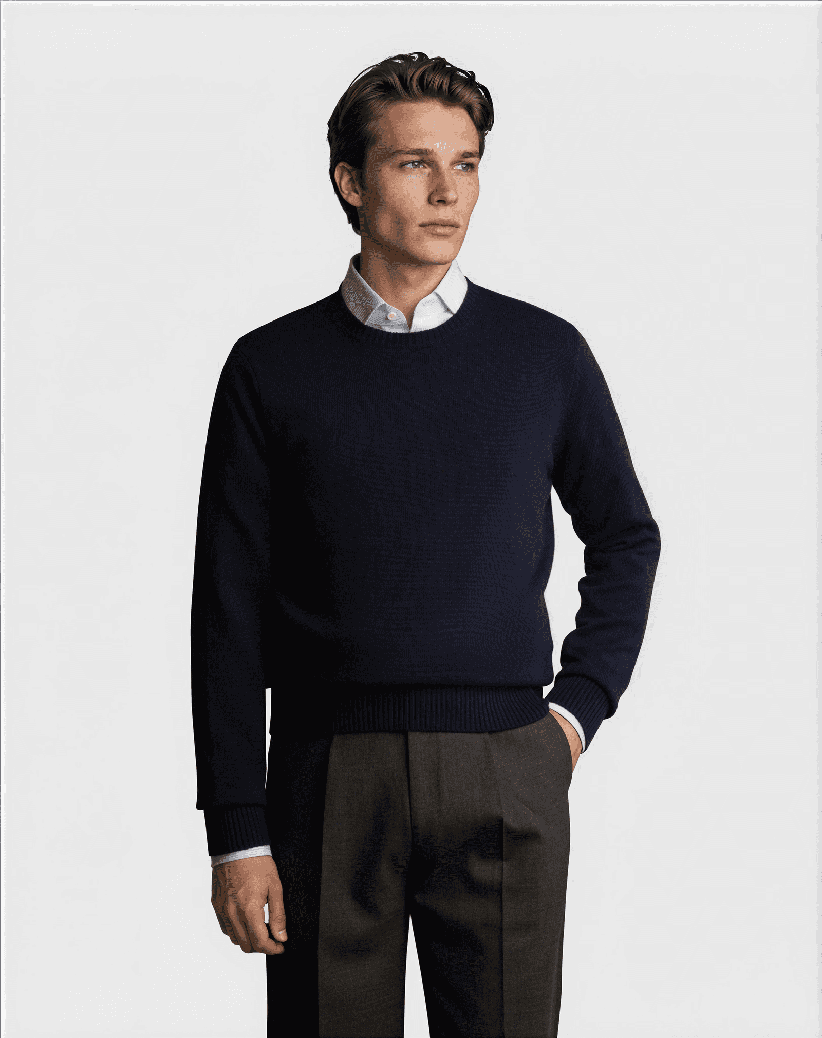 CashSilk Round Neck Sweater Navy