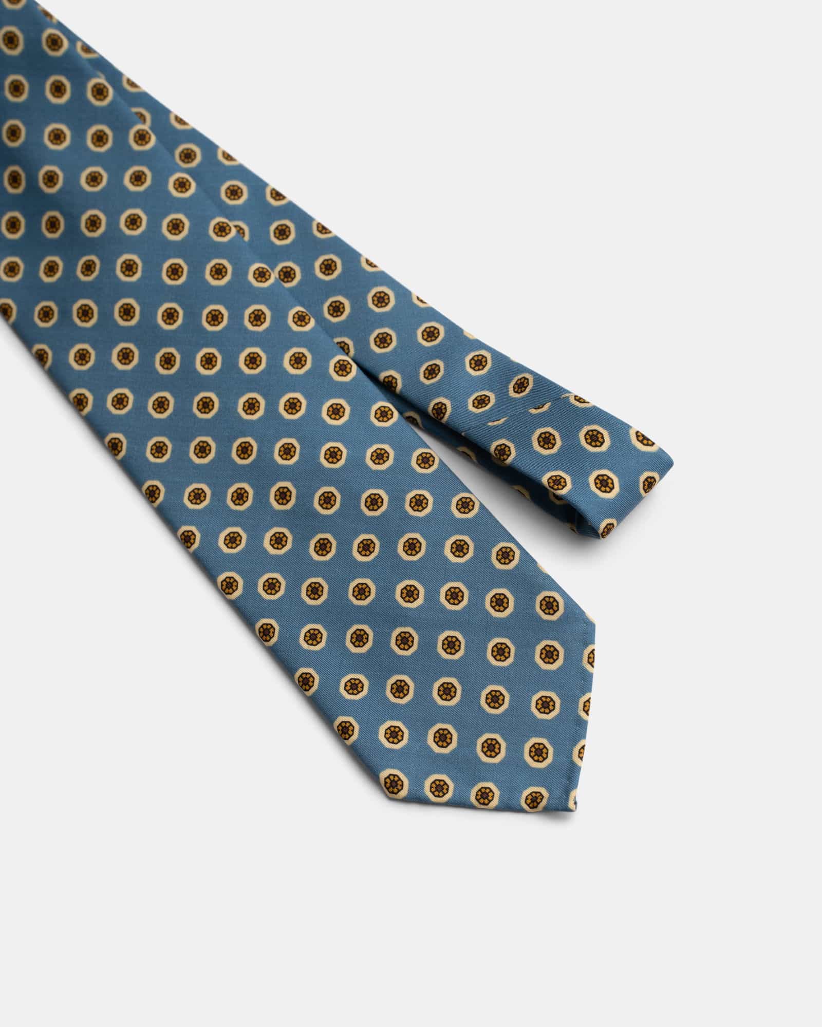 Wool Silk Print Tie Light Blue