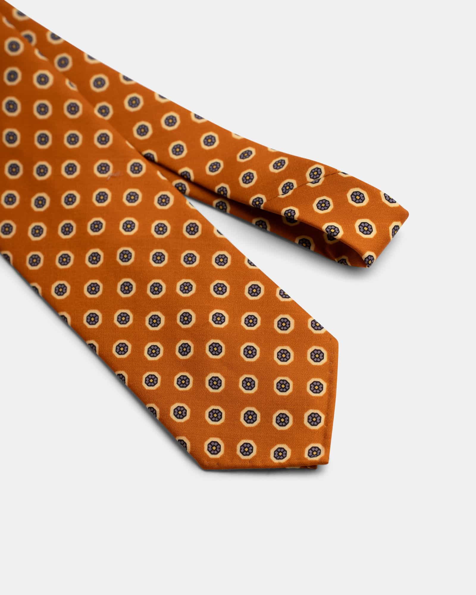 Wool Silk Print Tie Orange
