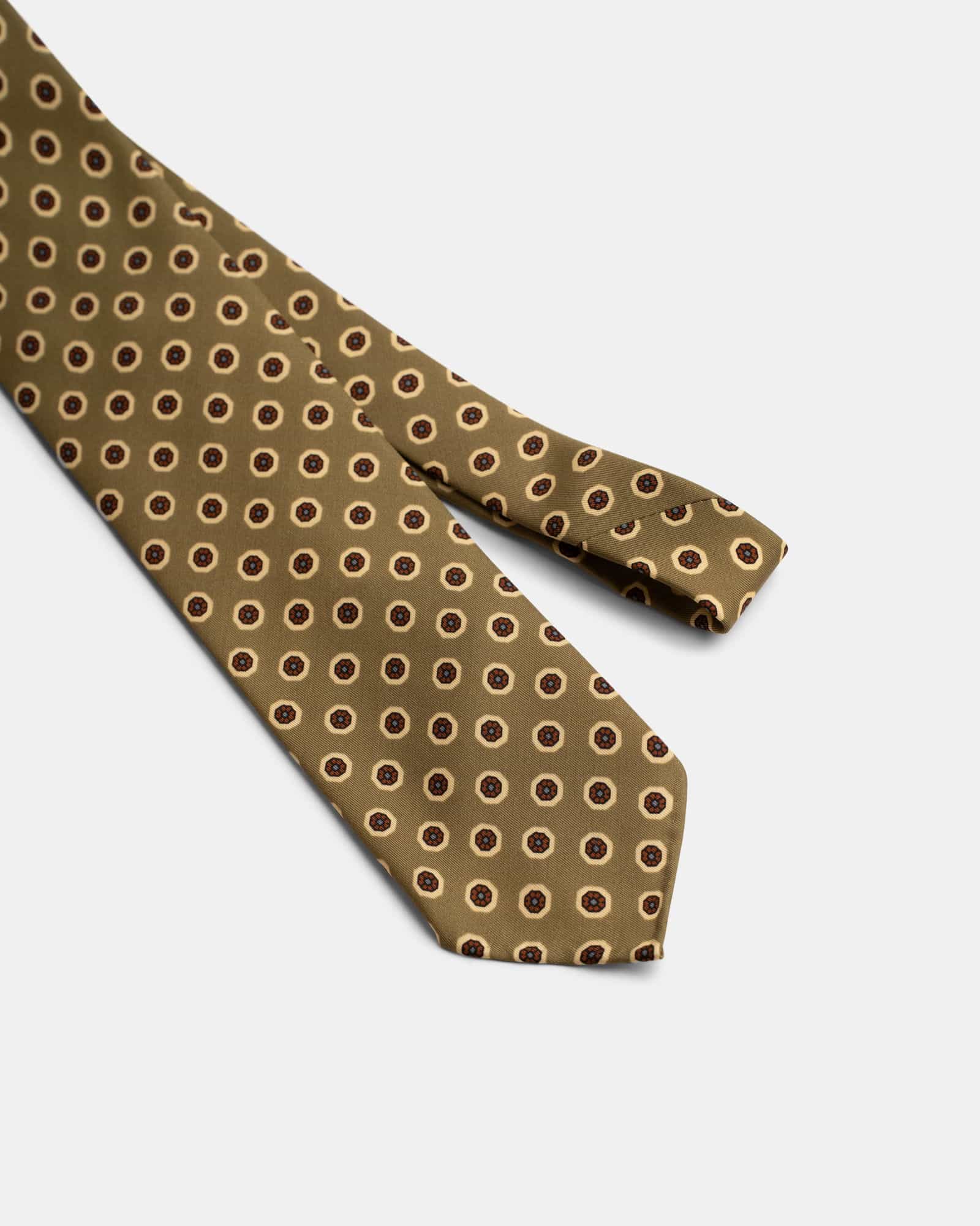 Wool Silk Print Tie Green