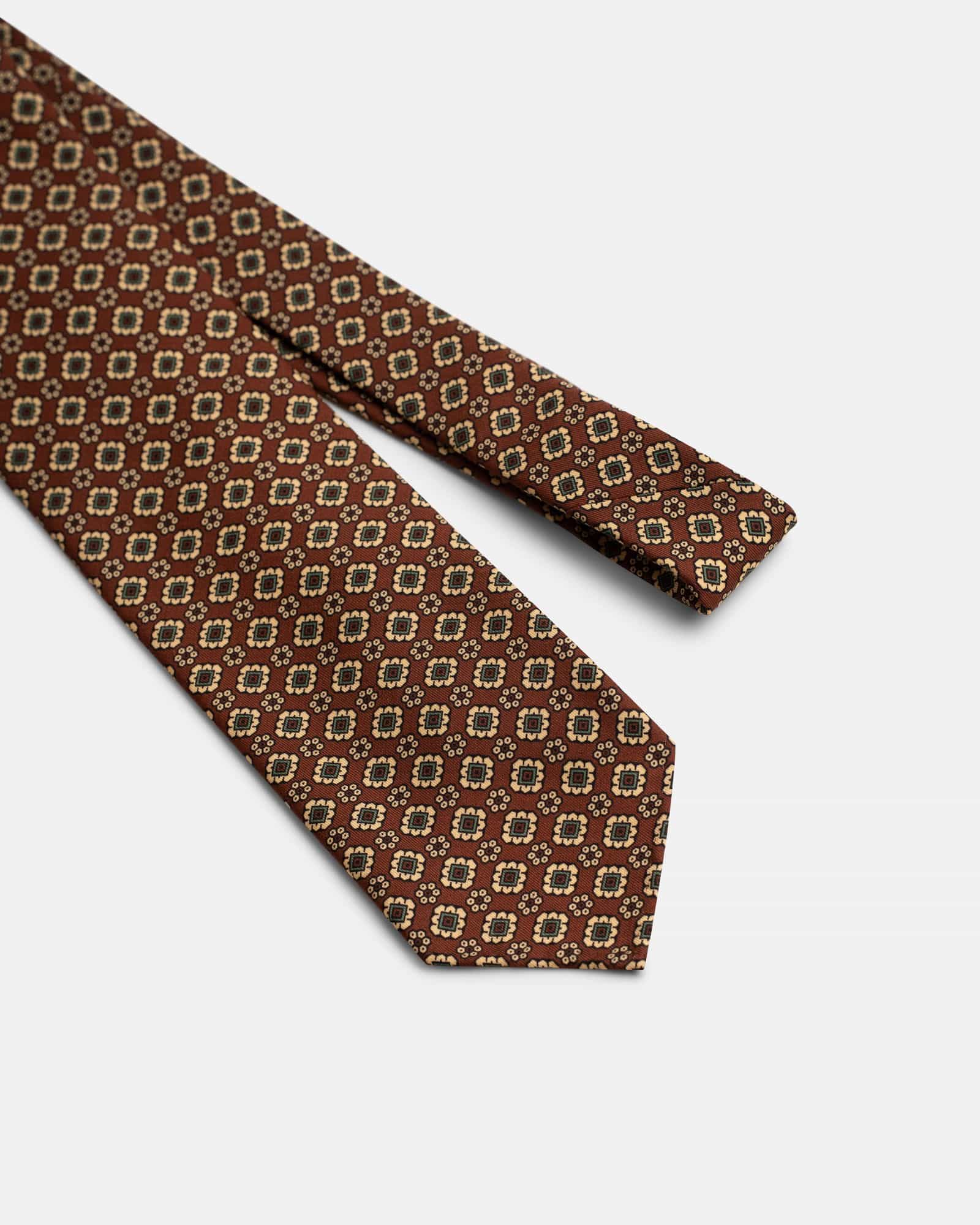 Wool Silk Print Tie Burgundy