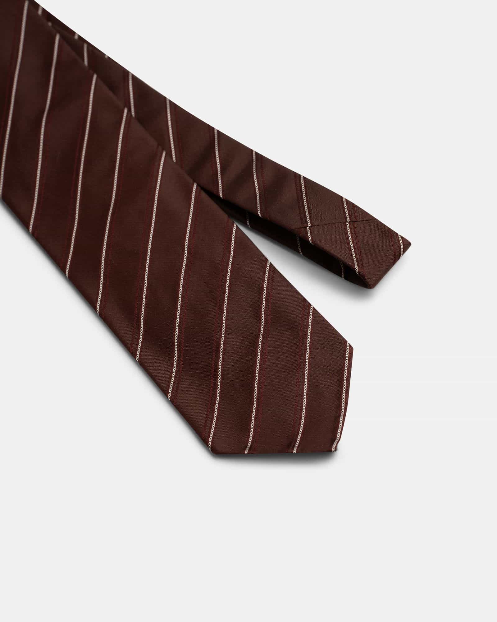 Silk Stripe Tie Burgundy