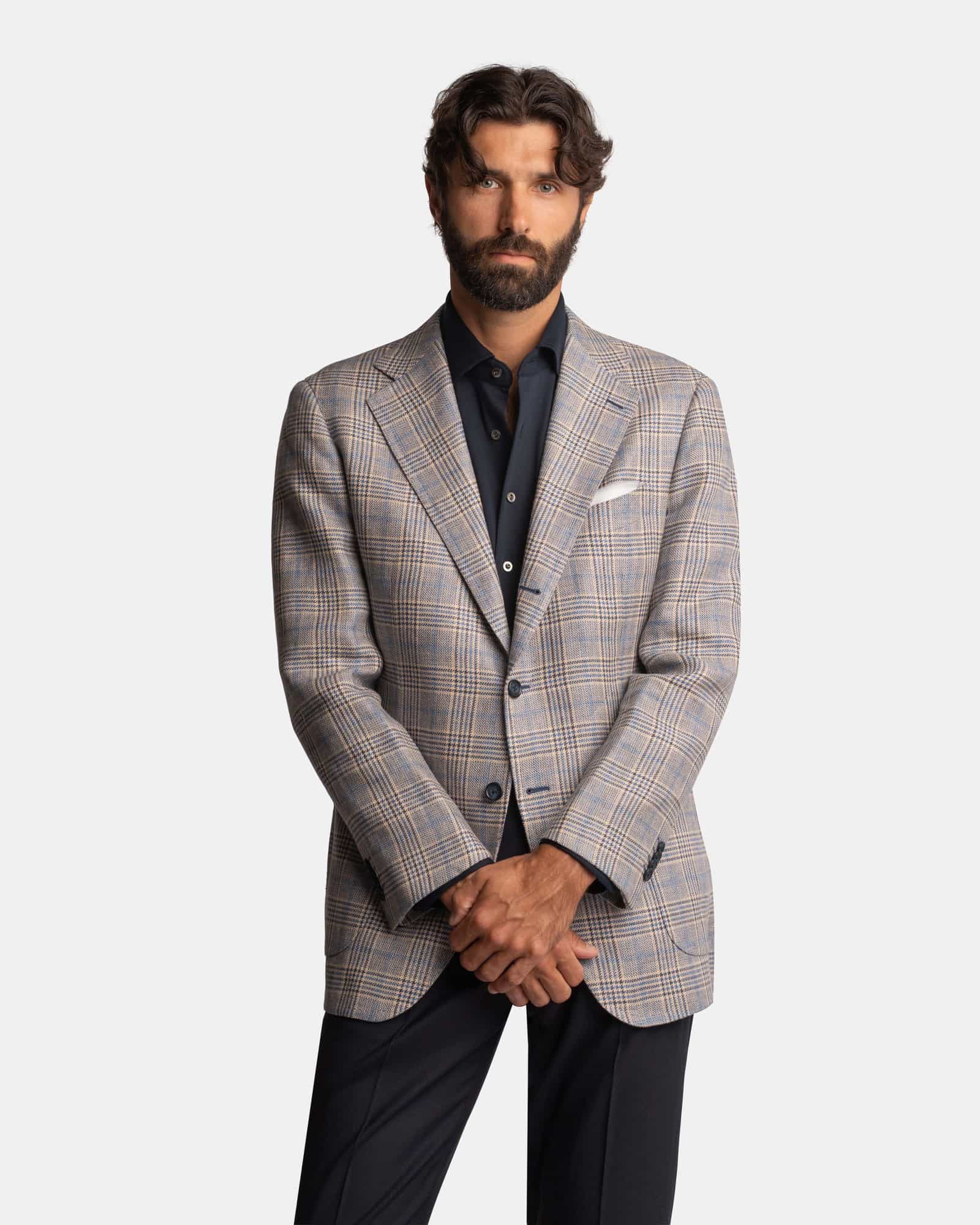 Mod 2 Linen Glencheck Jacket Blue