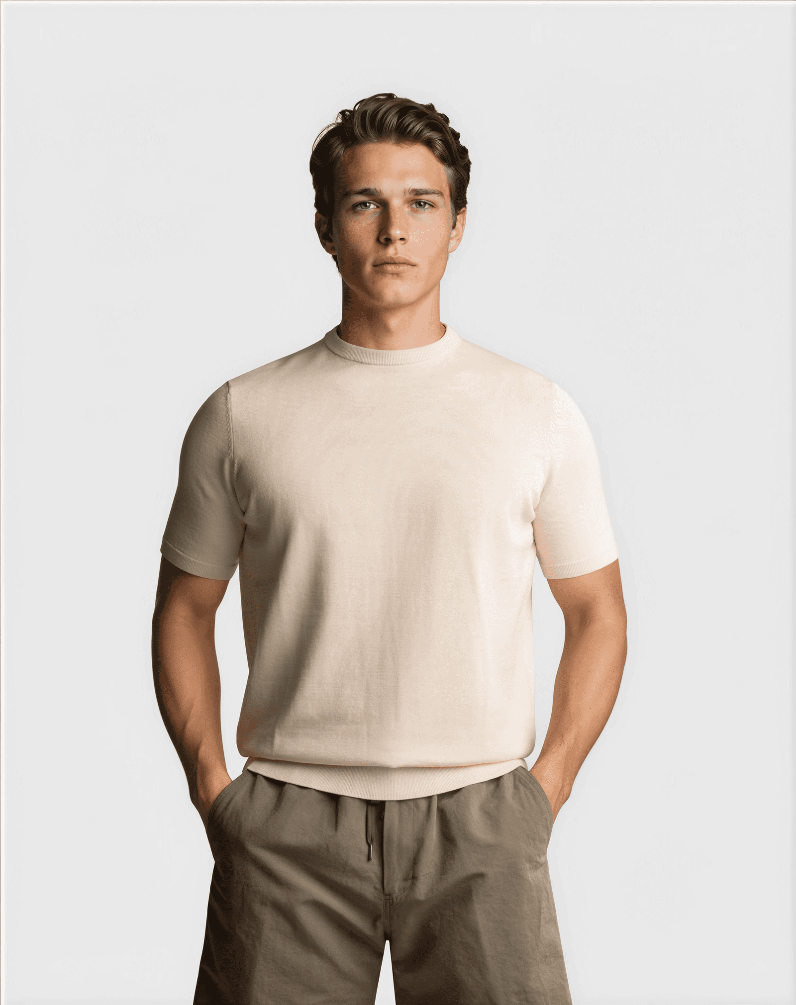 Cotton Silk T-Shirt Beige