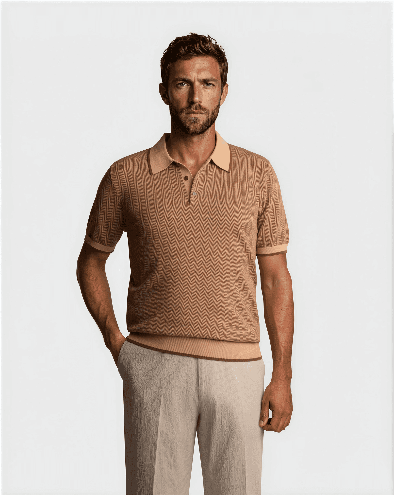 Herringbone Polo Dark Brown