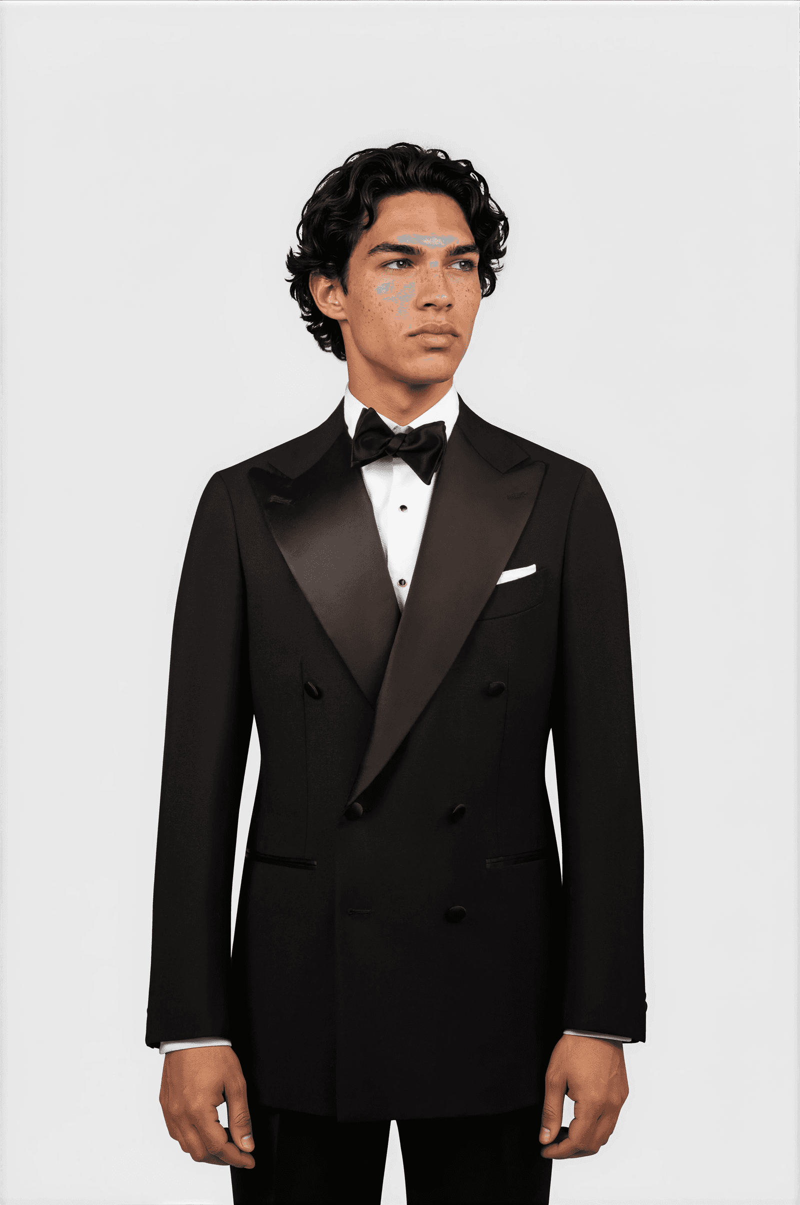 Mod 2 Double Breasted Barathea Wool Tuxedo Black