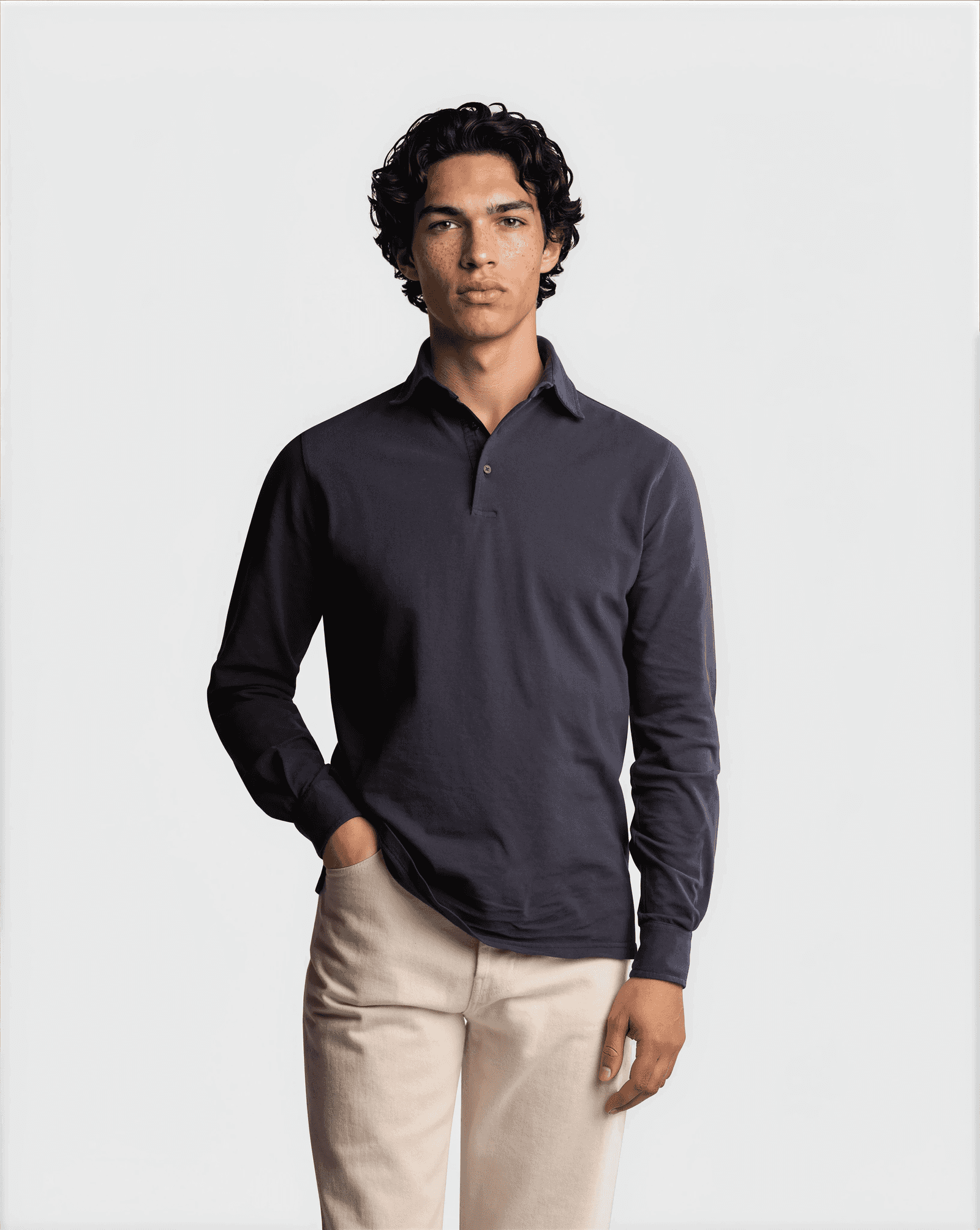 Supima Sport L/S Polo Navy