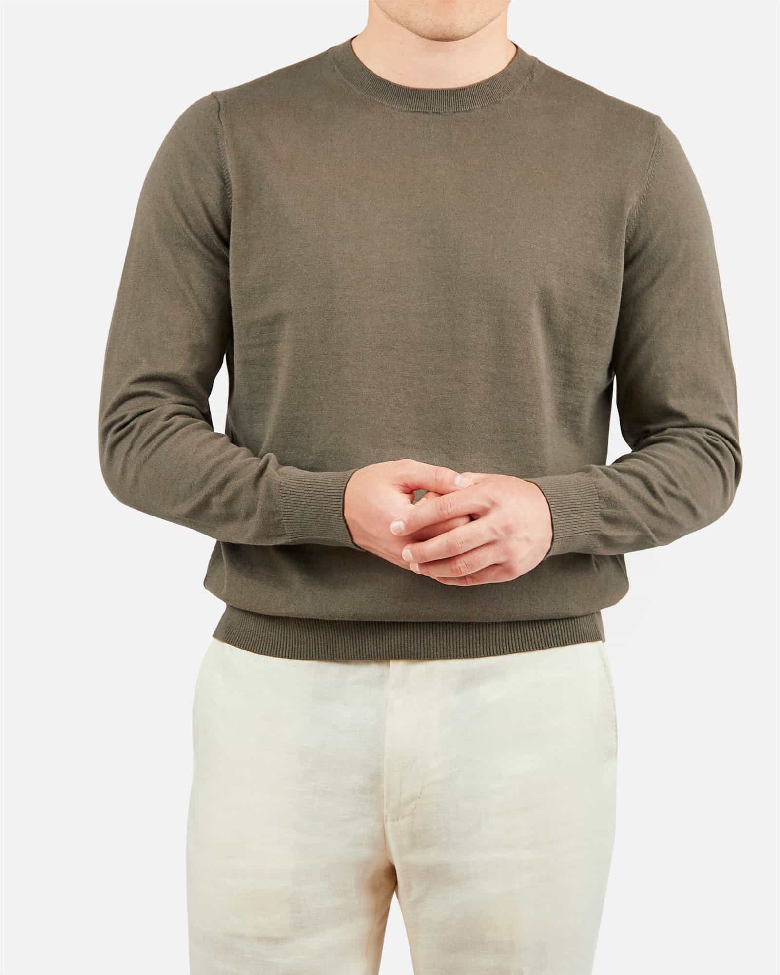 Cotton Round Neck Sweater Brown