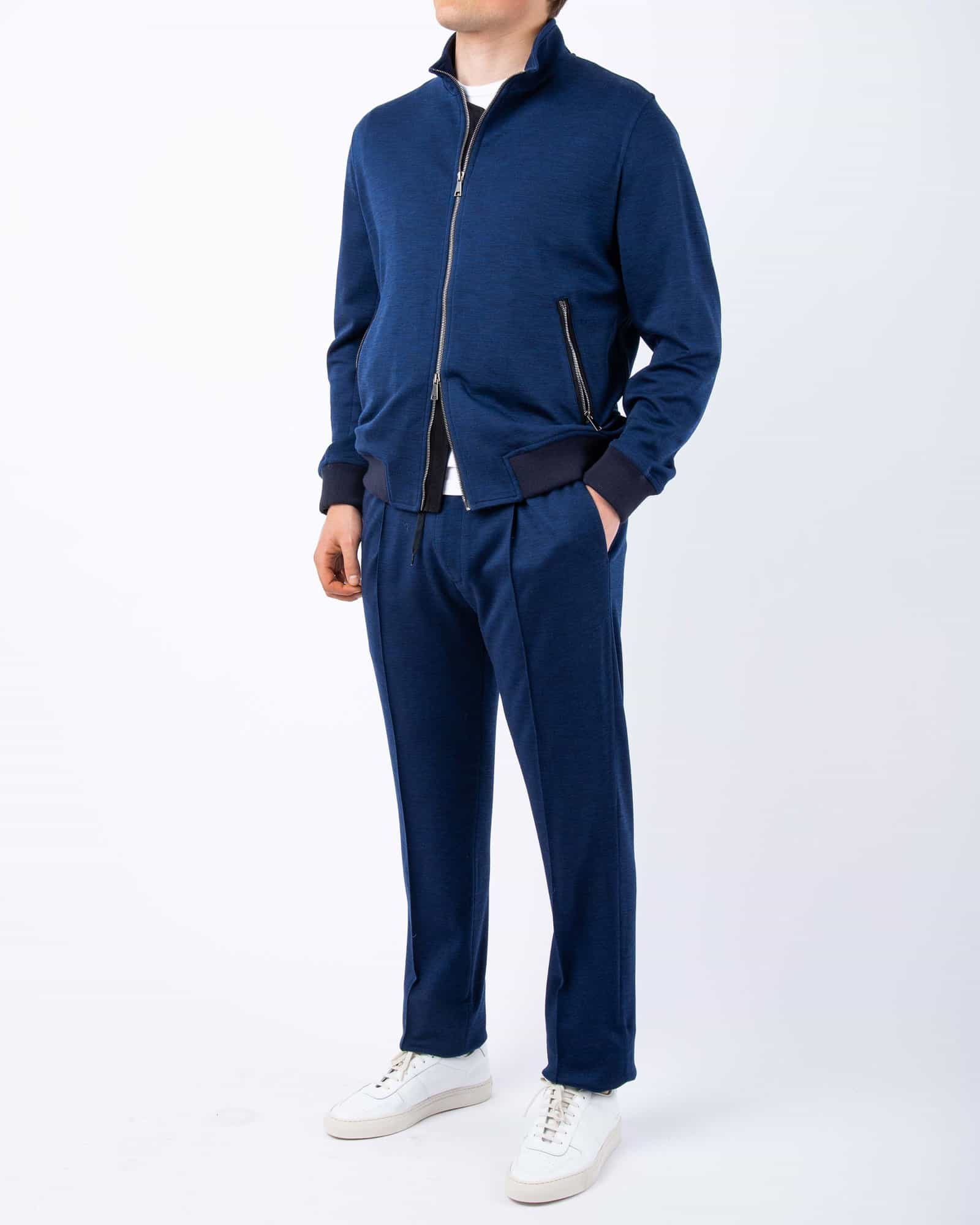 Handmade Jersey Wool Track Suit Blue