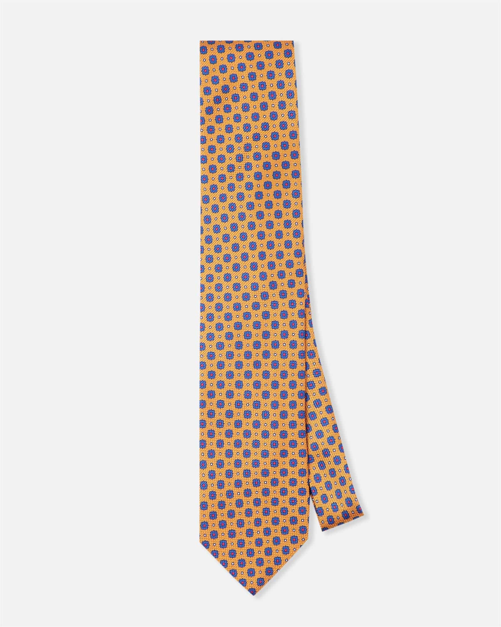 Flower Print Silk Tie Orange