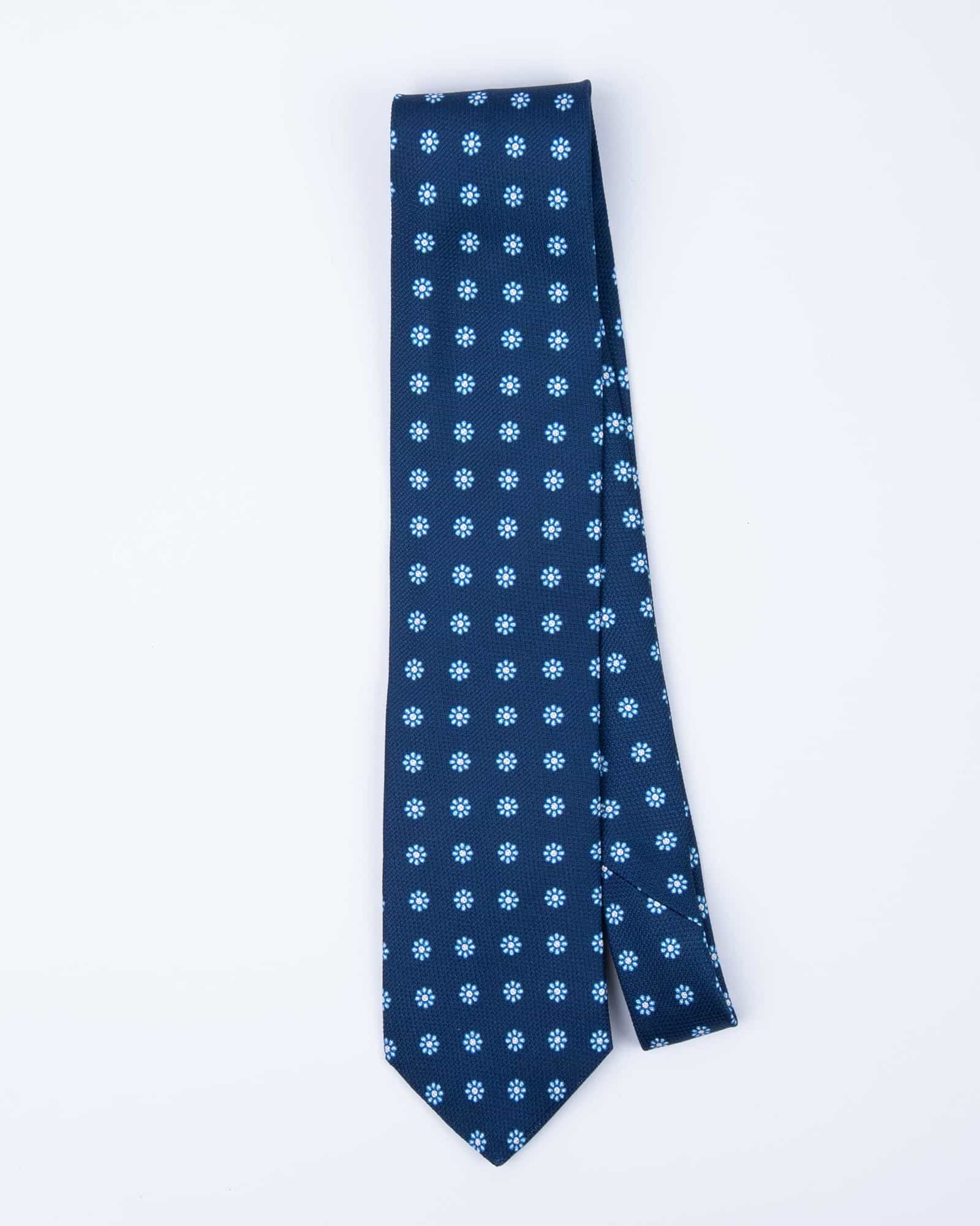 Large Flower Print Tie Navy