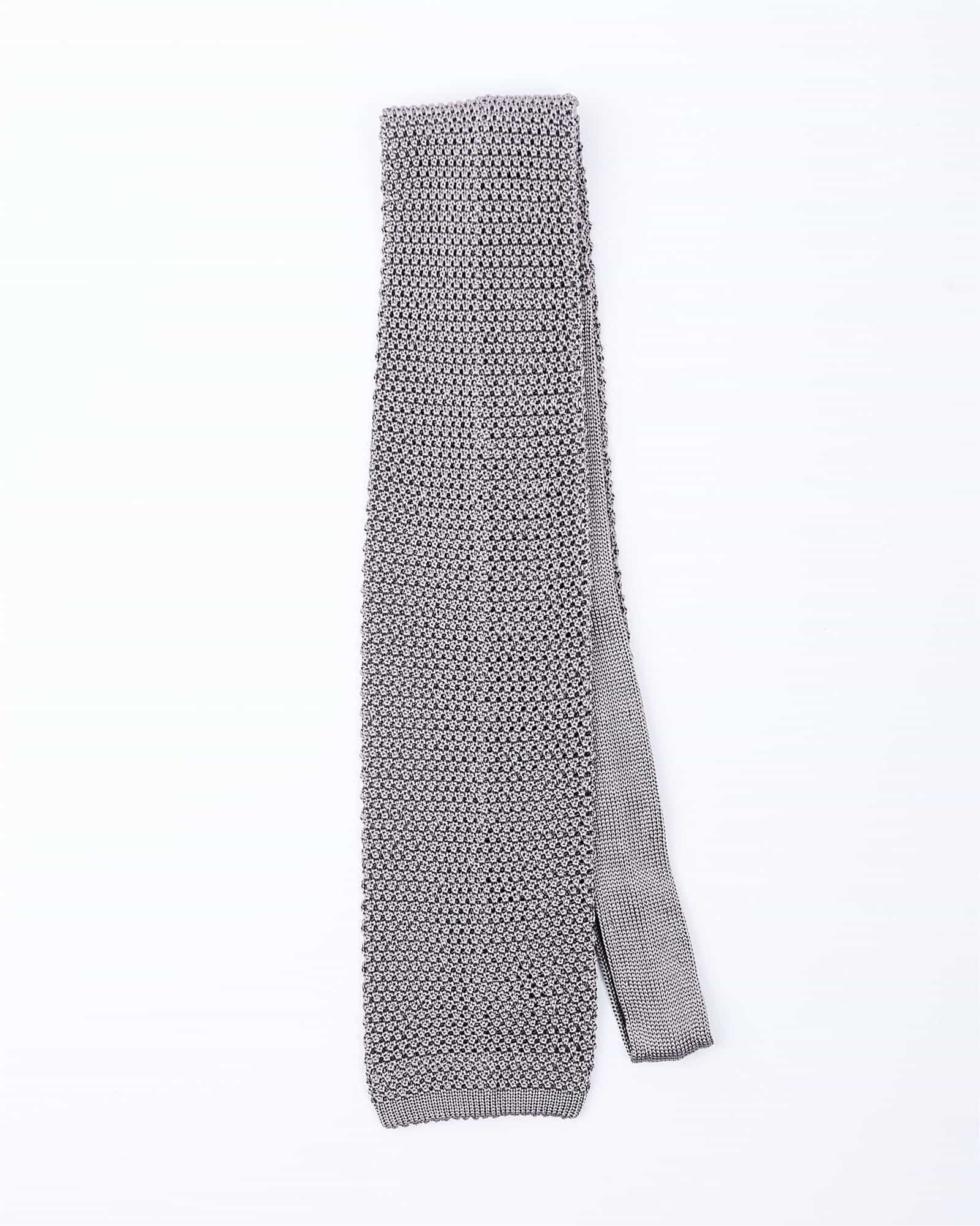 Knit Silk Tie Silver