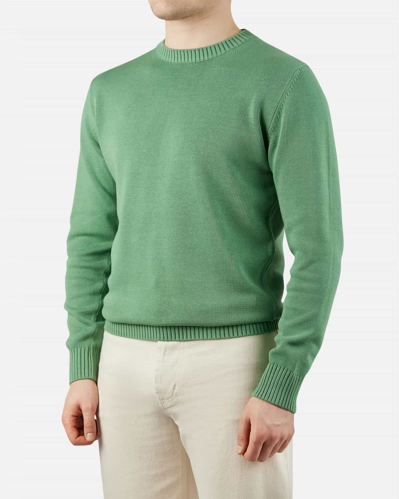 Knitted Cotton Round Neck Green