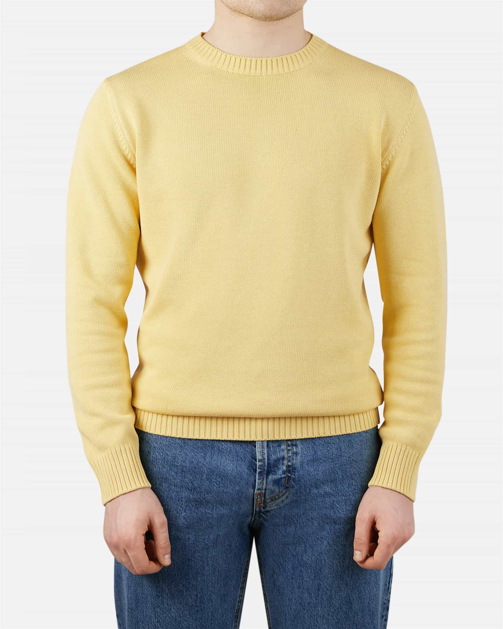 Knitted Cotton Round Neck Yellow
