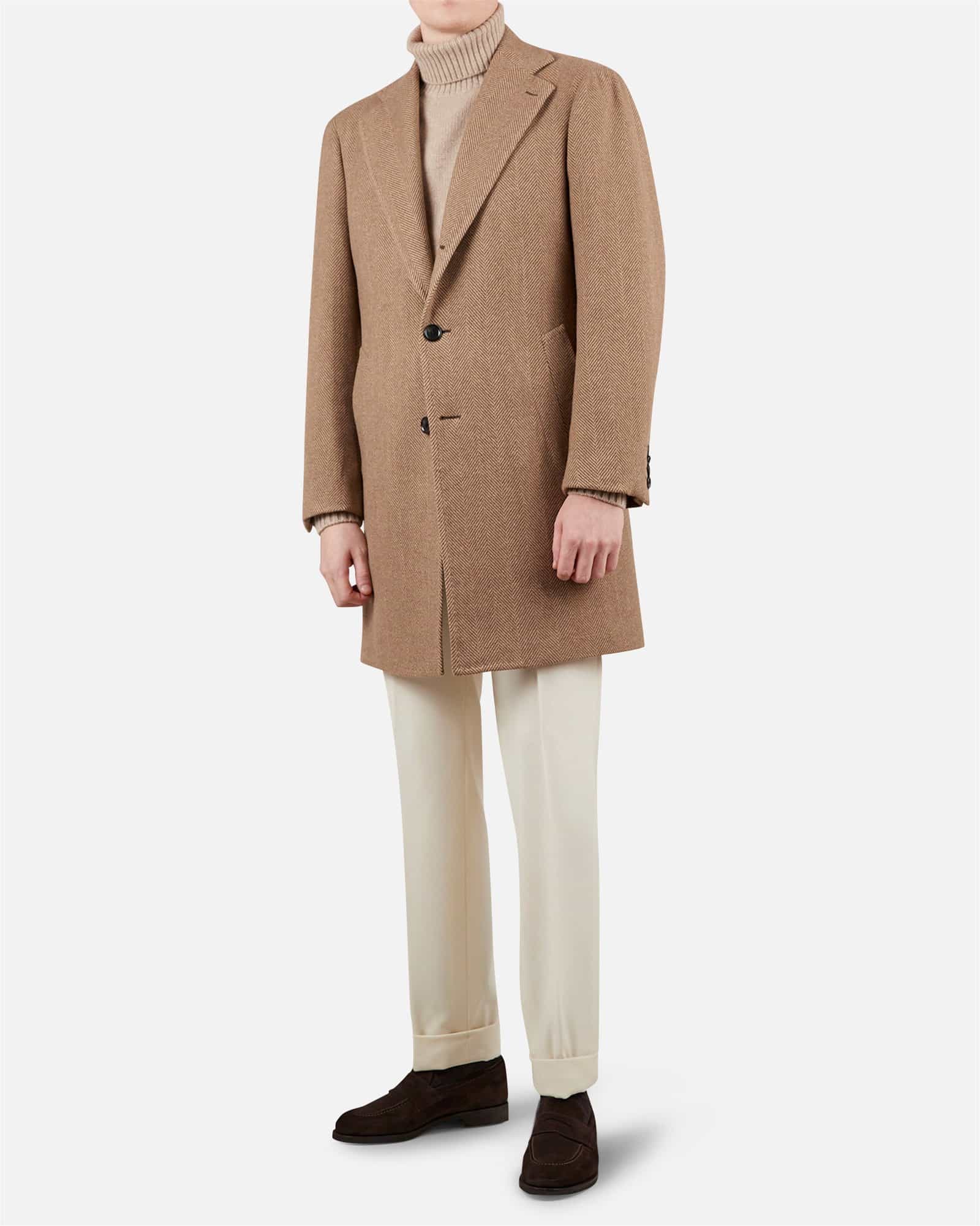 Herringbone Overcoat Beige