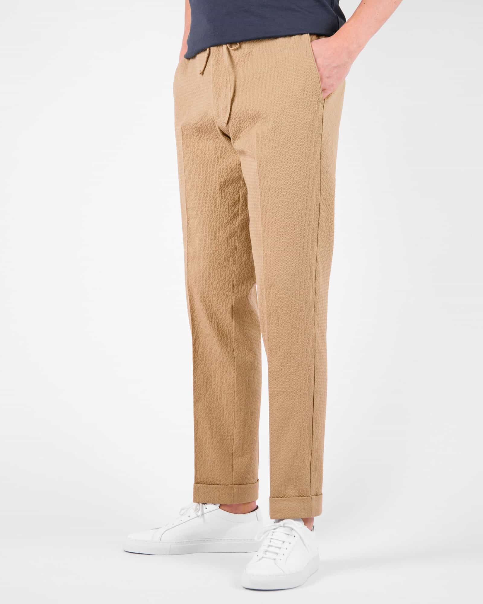 Mod 2 Seersucker Drawstring Trouser Beige