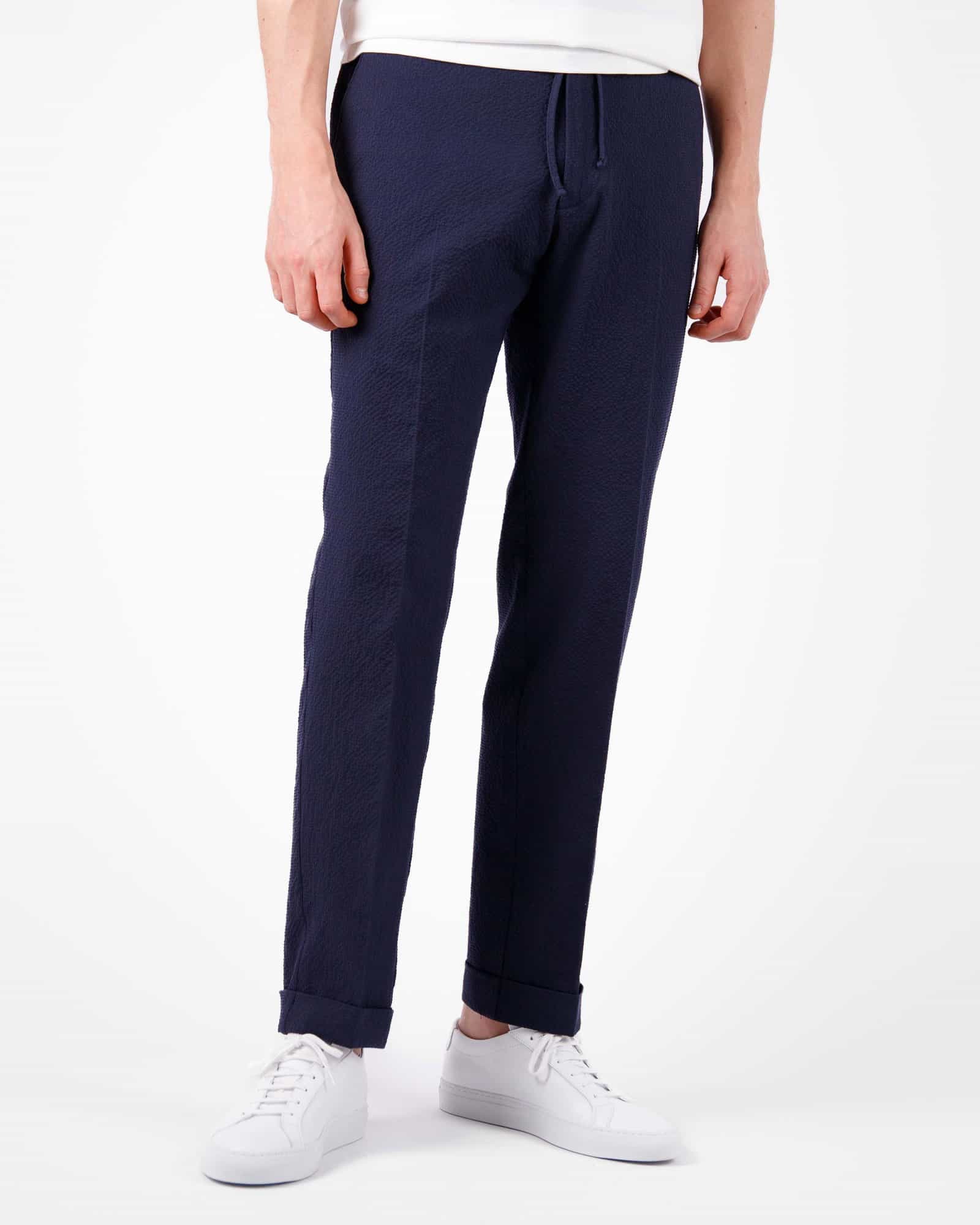 Mod 2 Seersucker Drawstring Trouser Navy