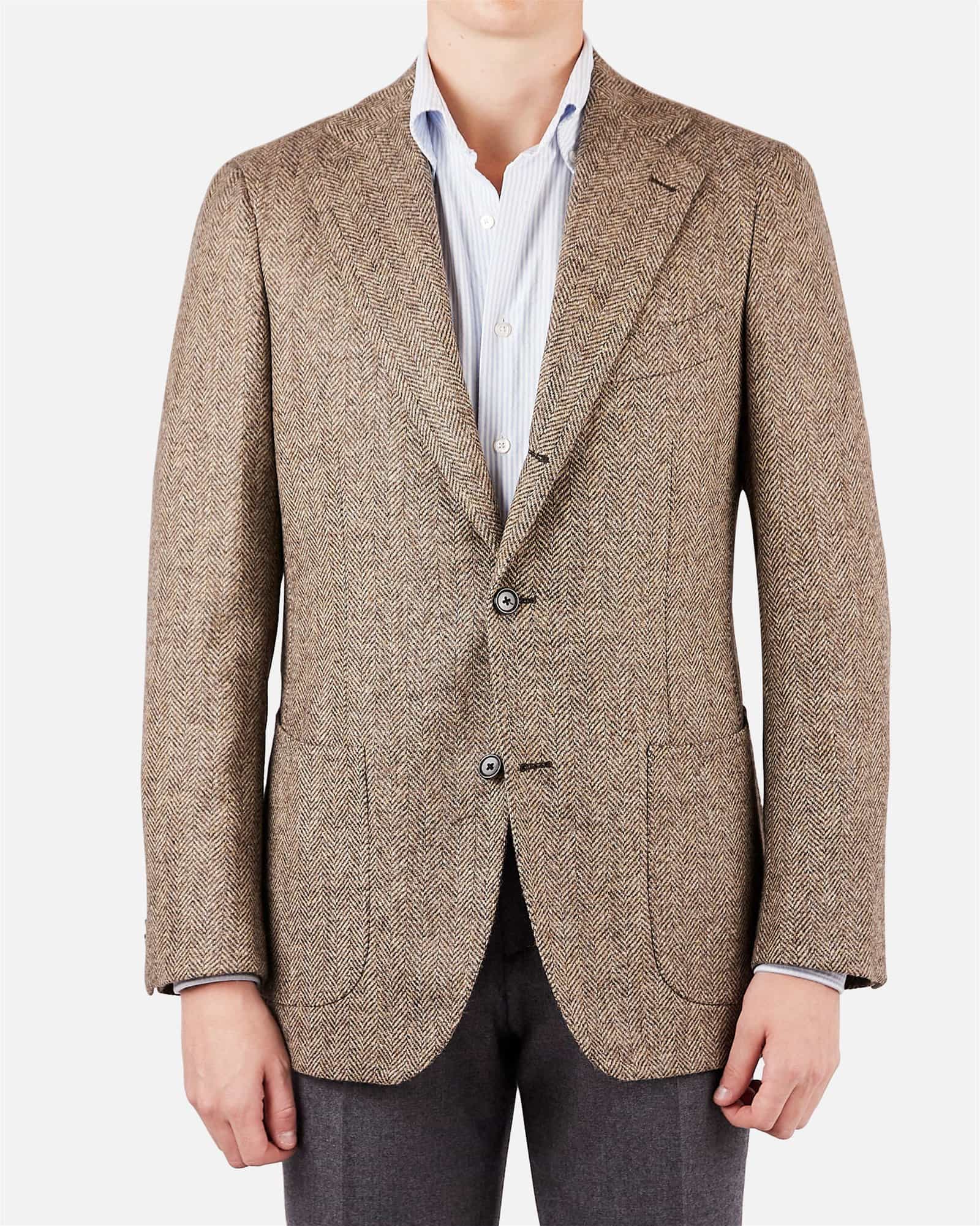 Mod 2 Heavy Tweed Herringbone Jacket Brown