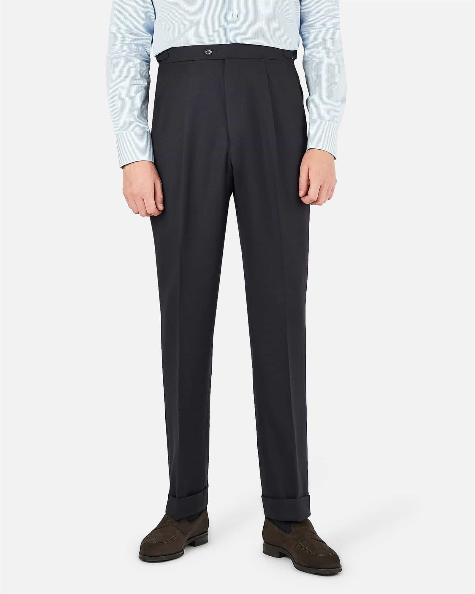 Mod 3 British Flannel Trouser - High Rise Navy