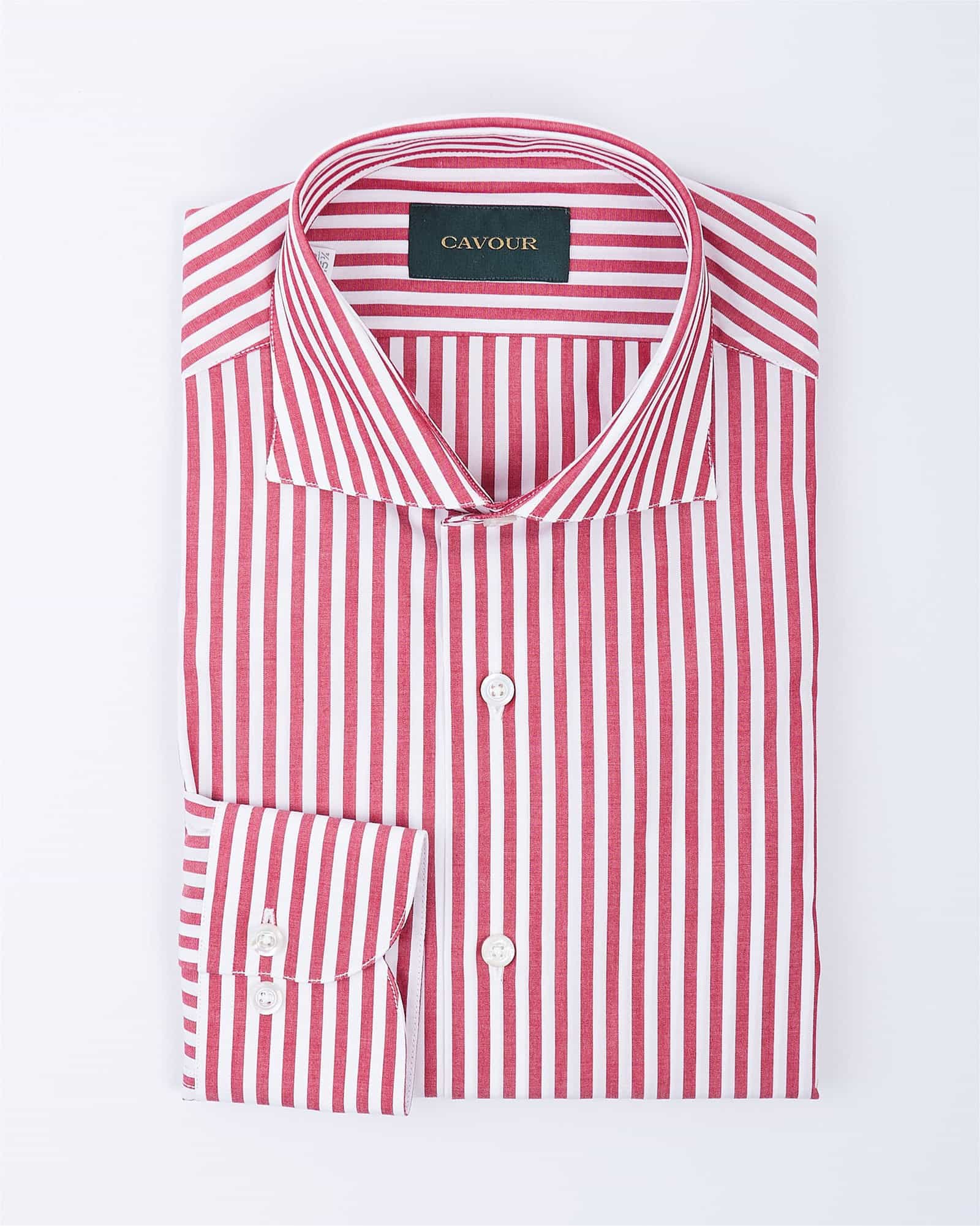 Popline Wide Striped Shirt Red