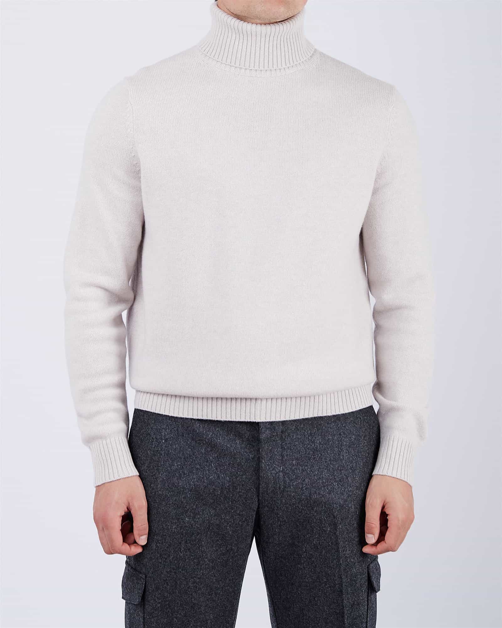 Plain Wool Roll-Neck Sweater Cream