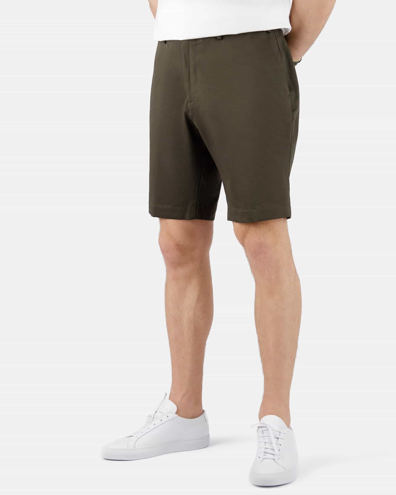 Plain Cotton Shorts Olive