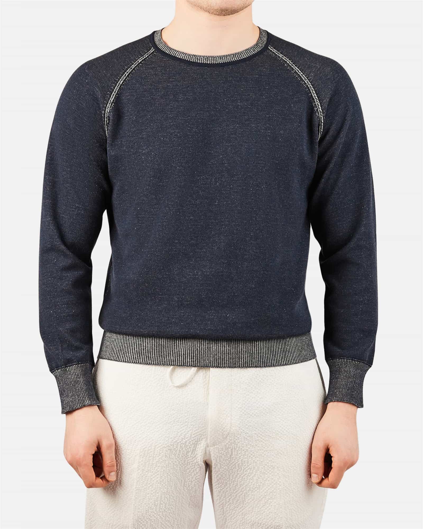 Raglan Round Neck Sweater Blue