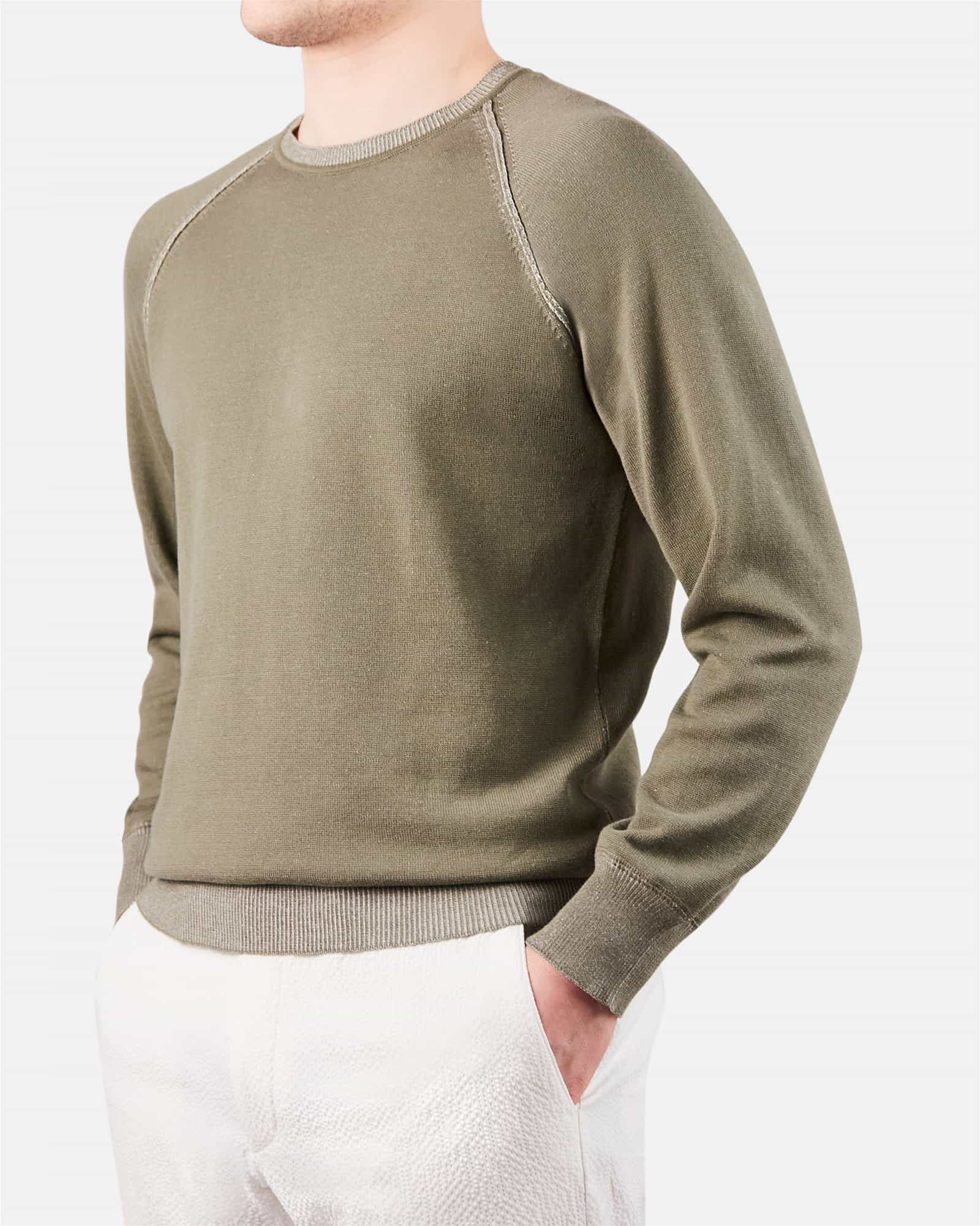Raglan Round Neck Sweater Green
