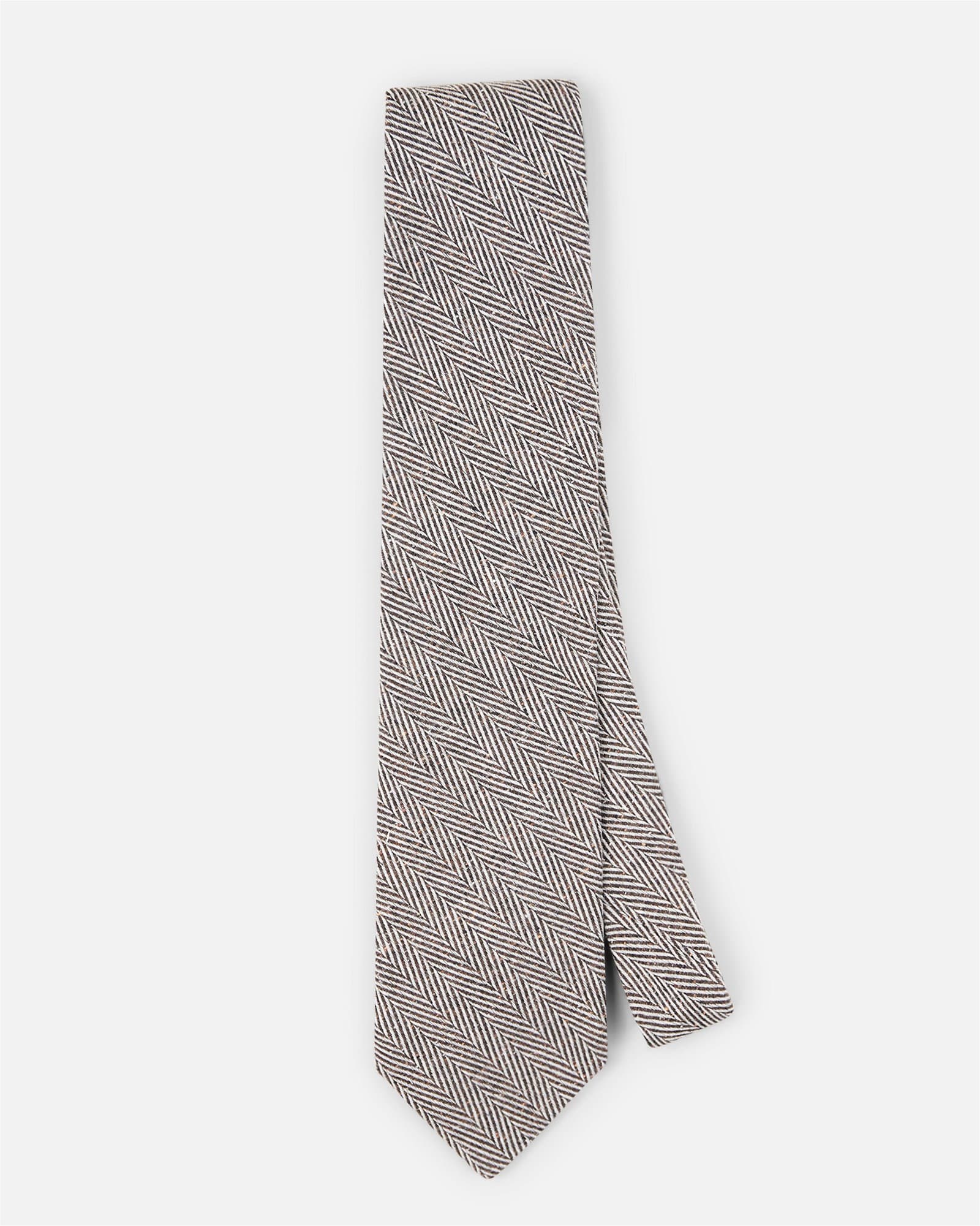Herringbone Wool Tie Brown