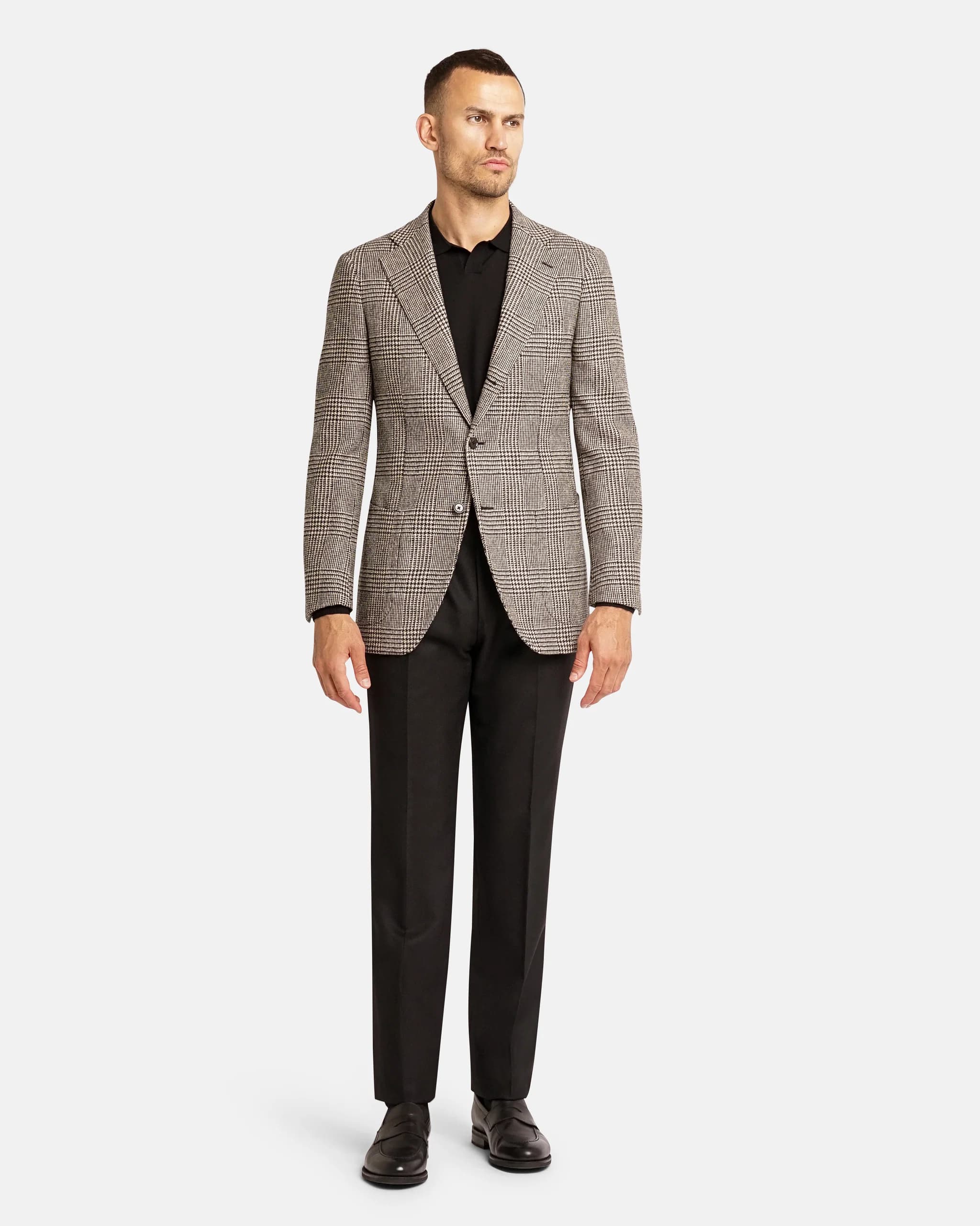 Mod 2 - British Tweed Glencheck Jacket Black - Blazers - Cavour