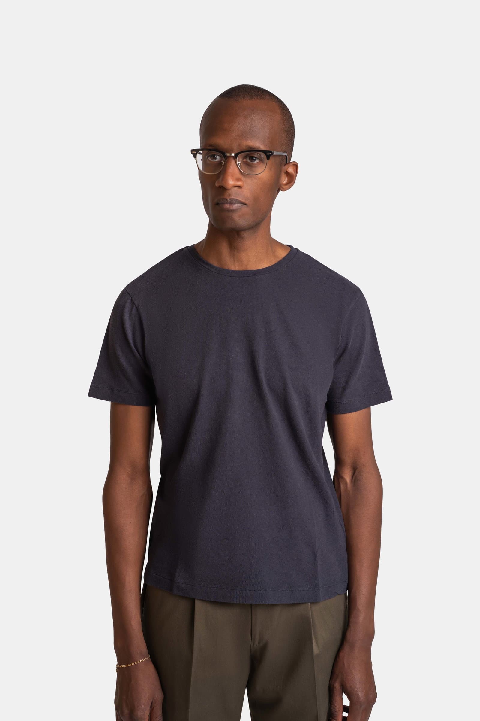 Breeze Cotton Linen T-Shirt Navy