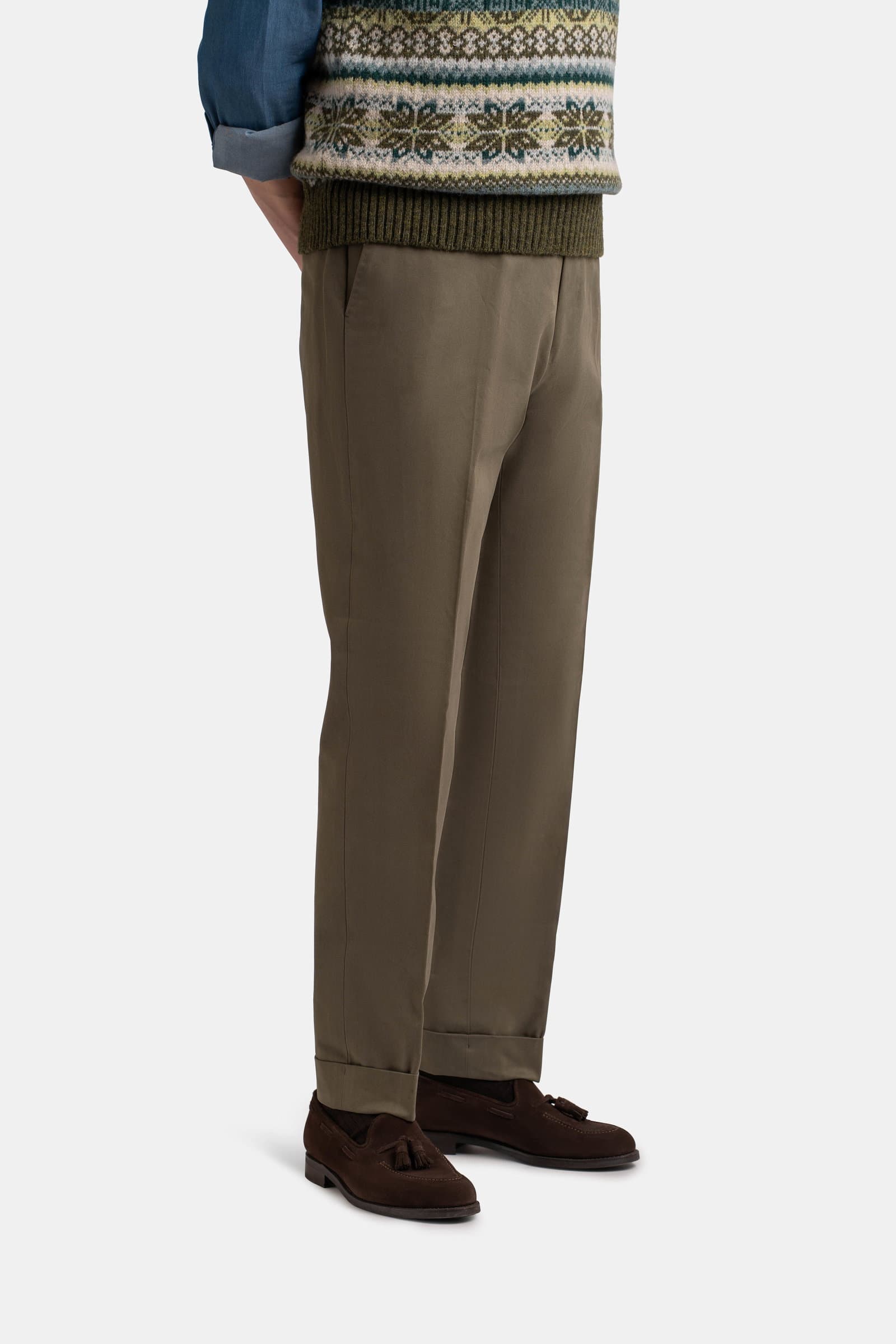 Mod 2 Flat Front Heavy Cotton Trouser Olive