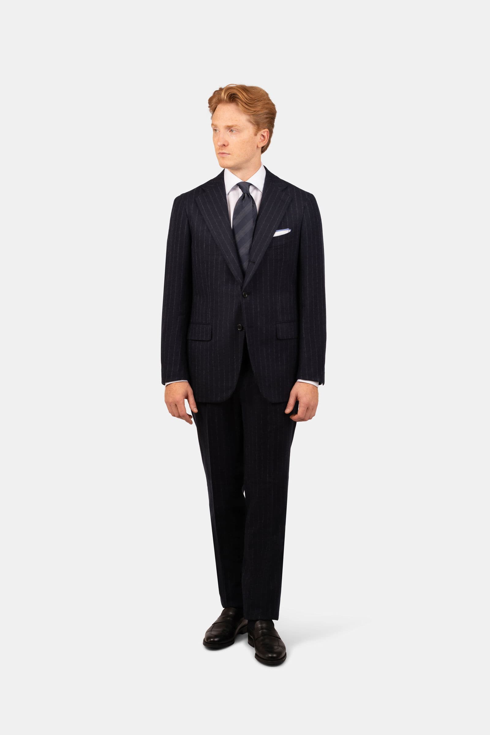 Fox Chalk Stripe Suit Navy - Suits - Cavour